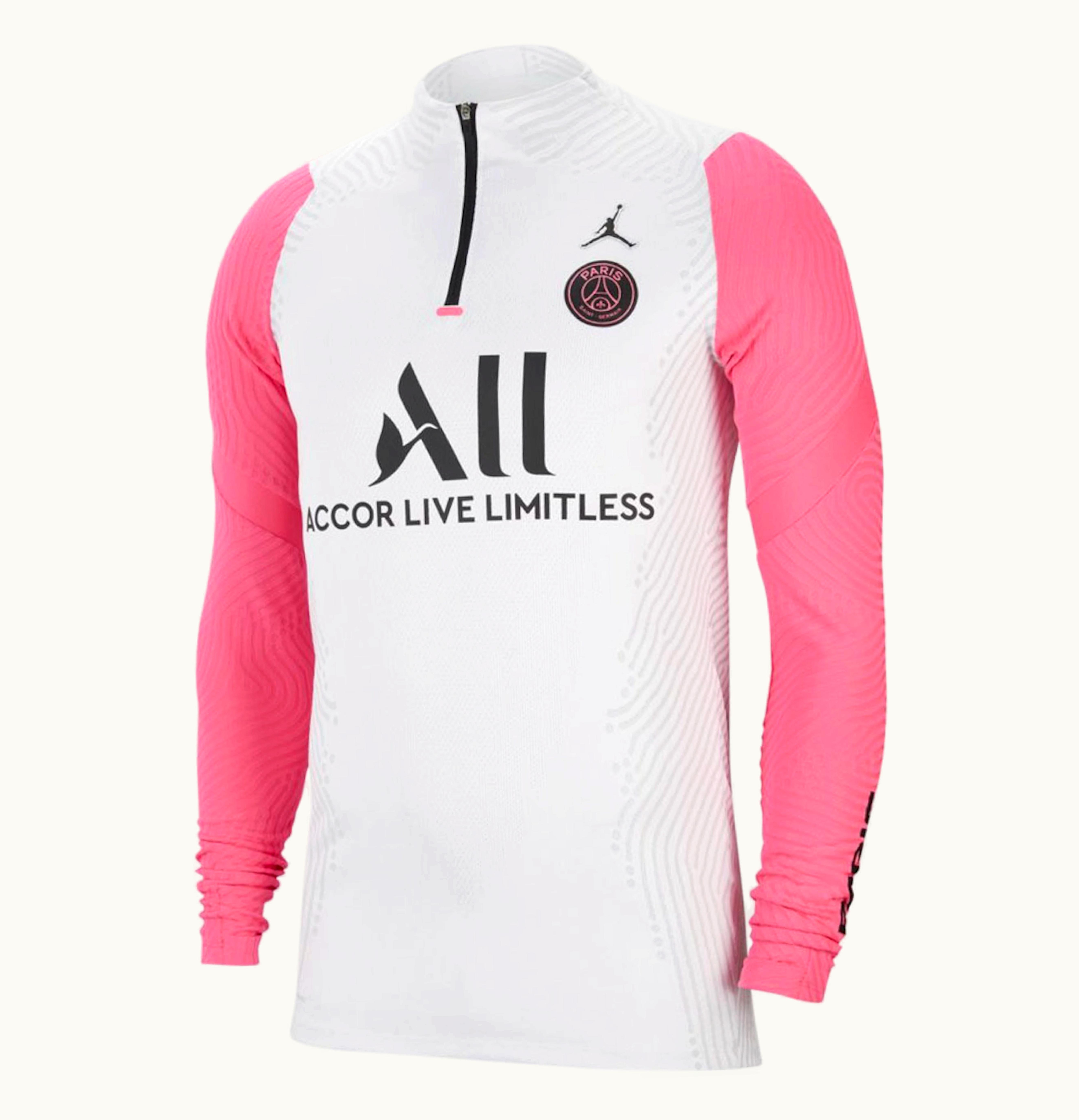 Jordan X Paris Saint Germain Strike Vaporknit L S T Shirt White Pink Black