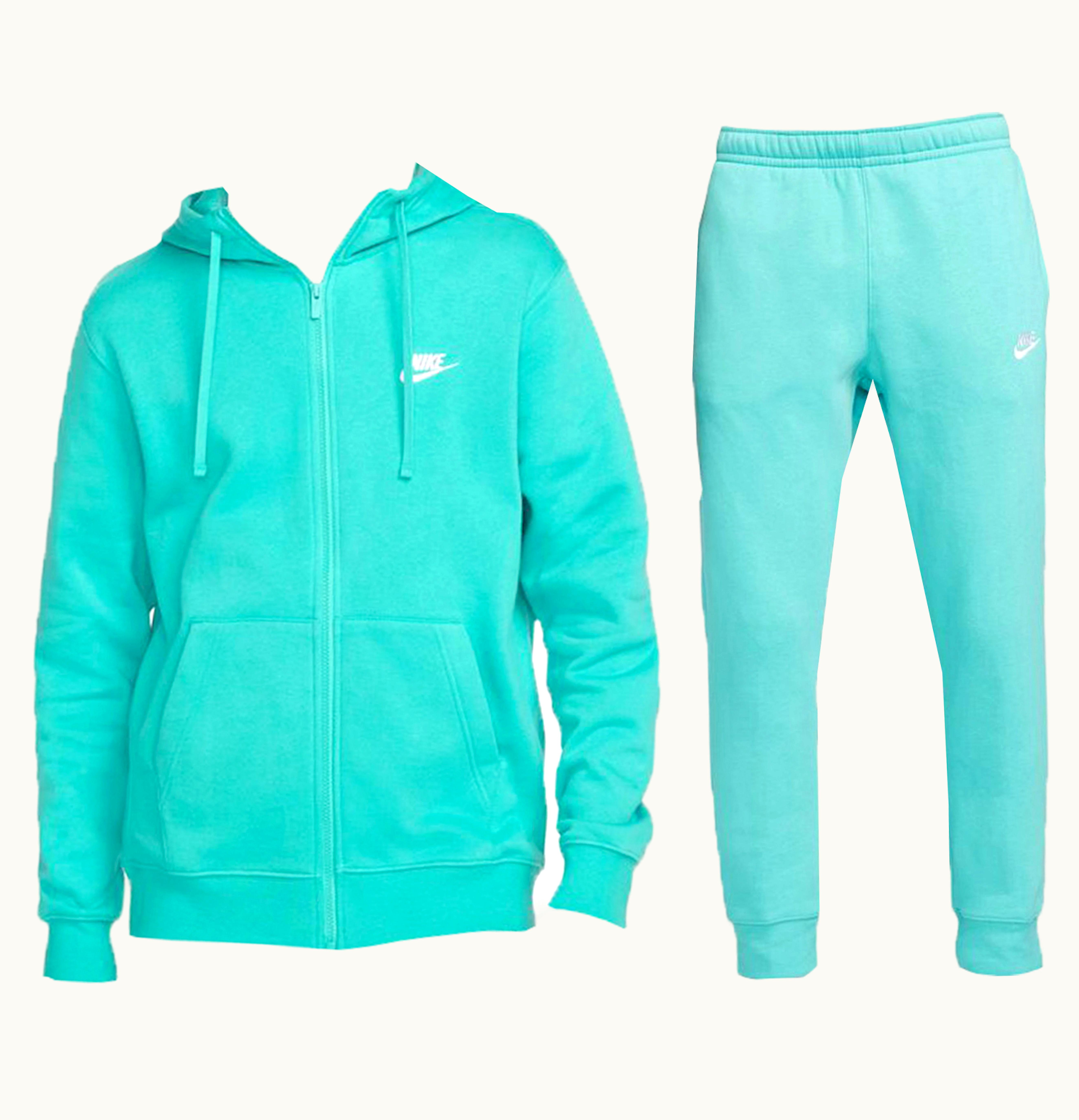 Nike Nike Sportswear Club Fleece Full Zip Hoodie Joggers Set Washed Teal Washed Teal White