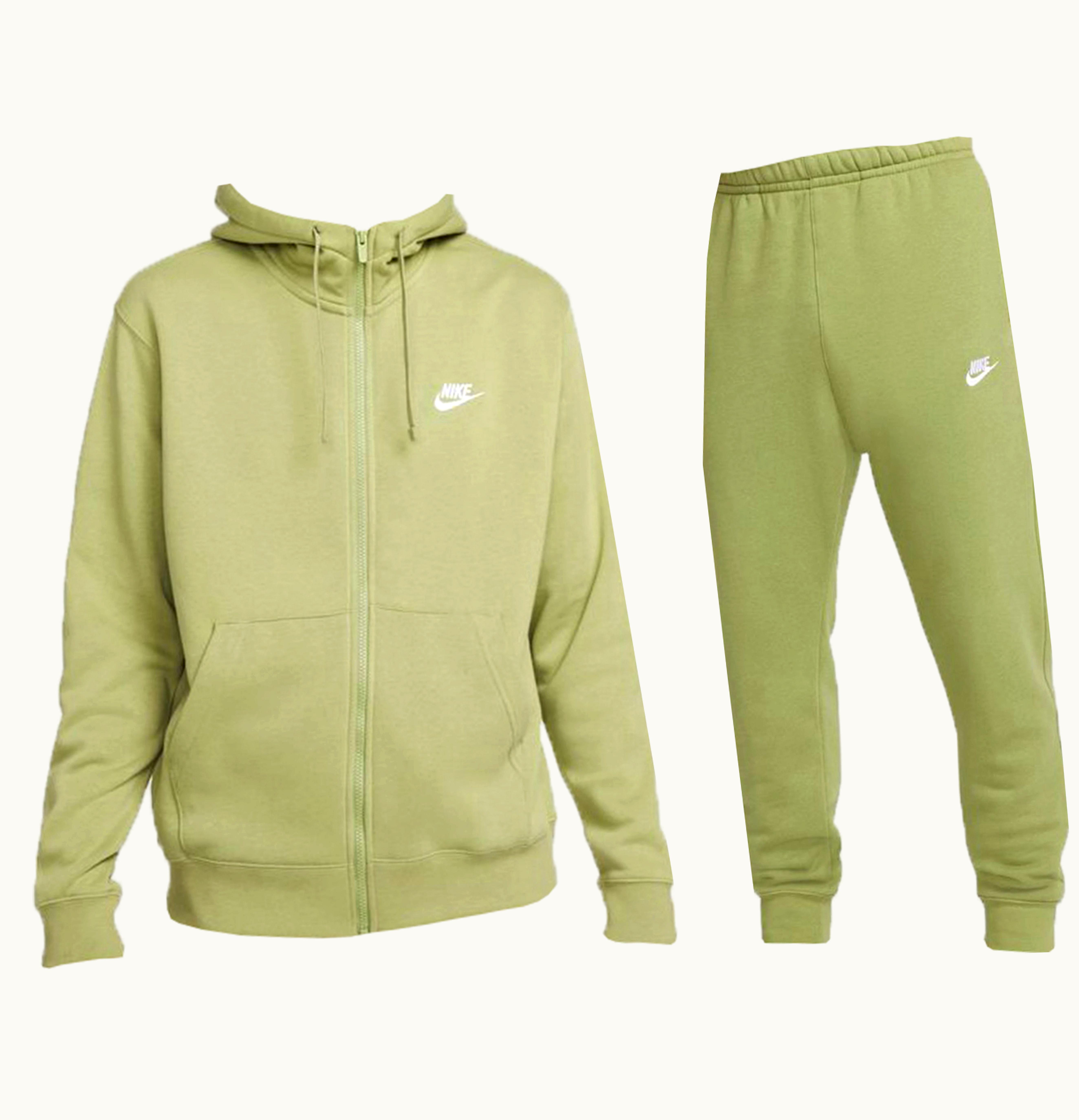Nike Sportswear Club Fleece Full Zip Hoodie Joggers Set Alligator Alligator White