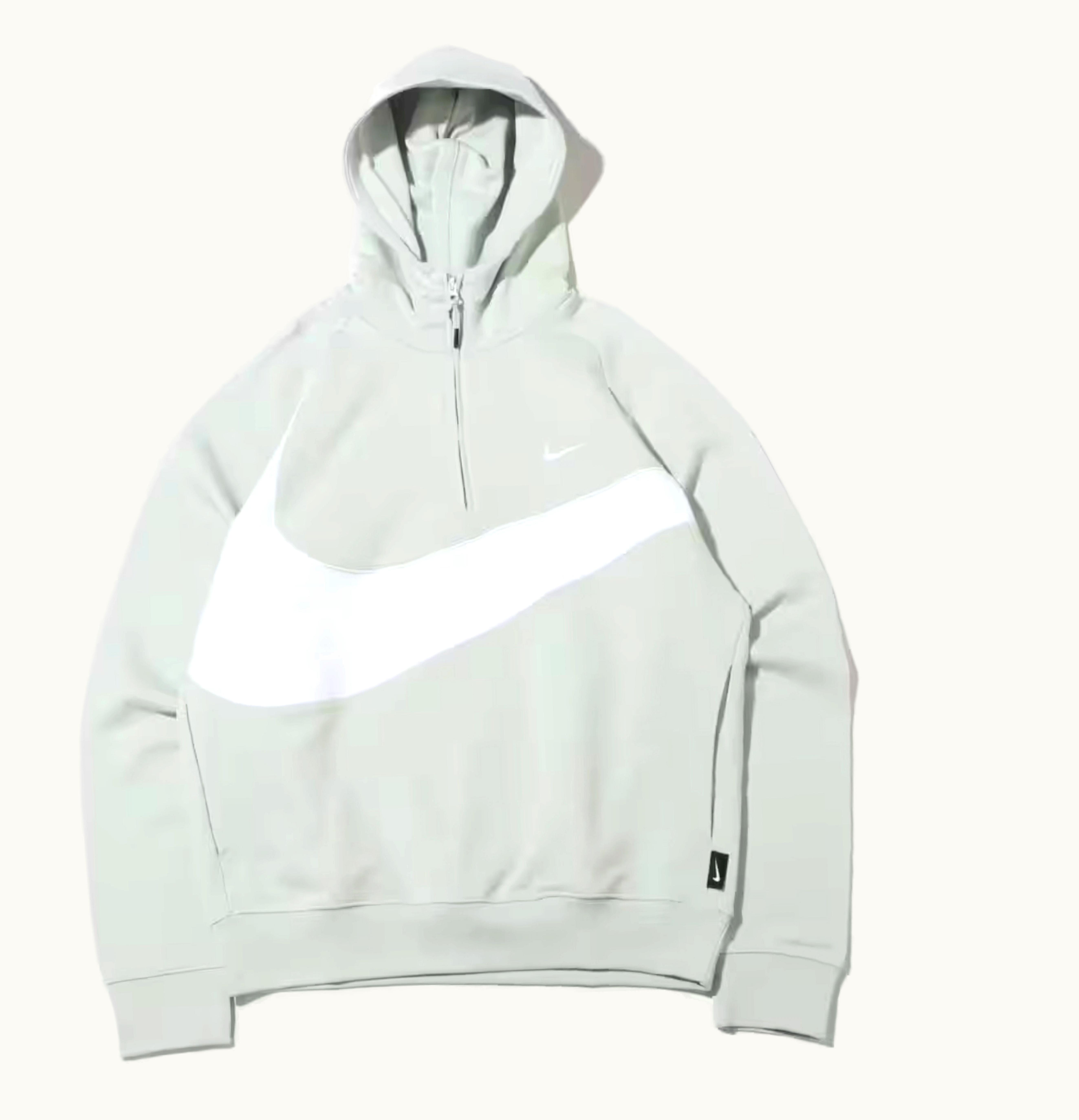 Nike Nike Sportswear Big Swoosh Half Zip Hoodie Asia Sizing Light Silver White