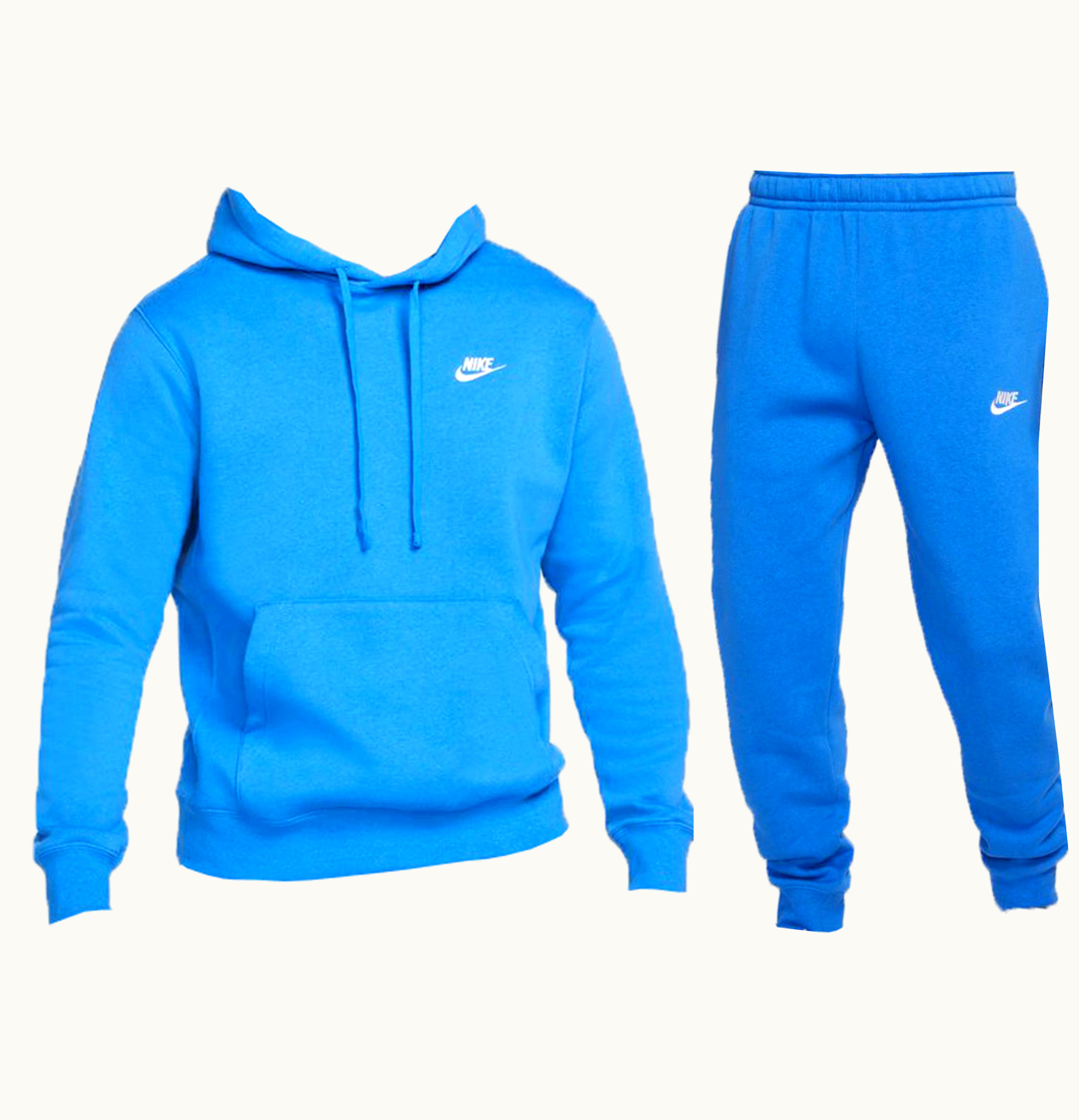 Nike Sportswear Club Fleece Full Zip Hoodie Joggers Set Signal Blue Signal Blue White