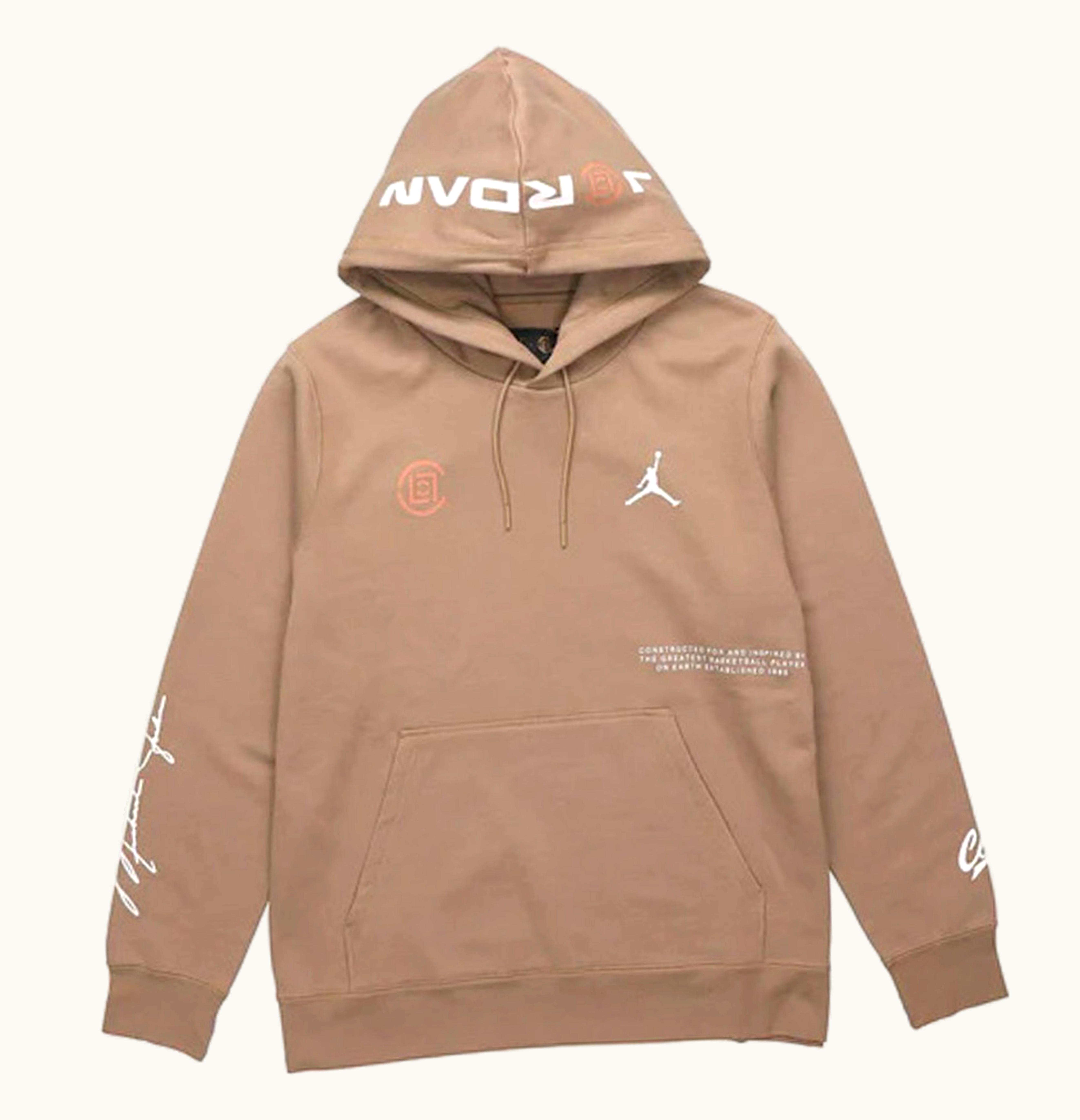 Air Jordan X Clot Crossover Logo Printed Hoodie Brown