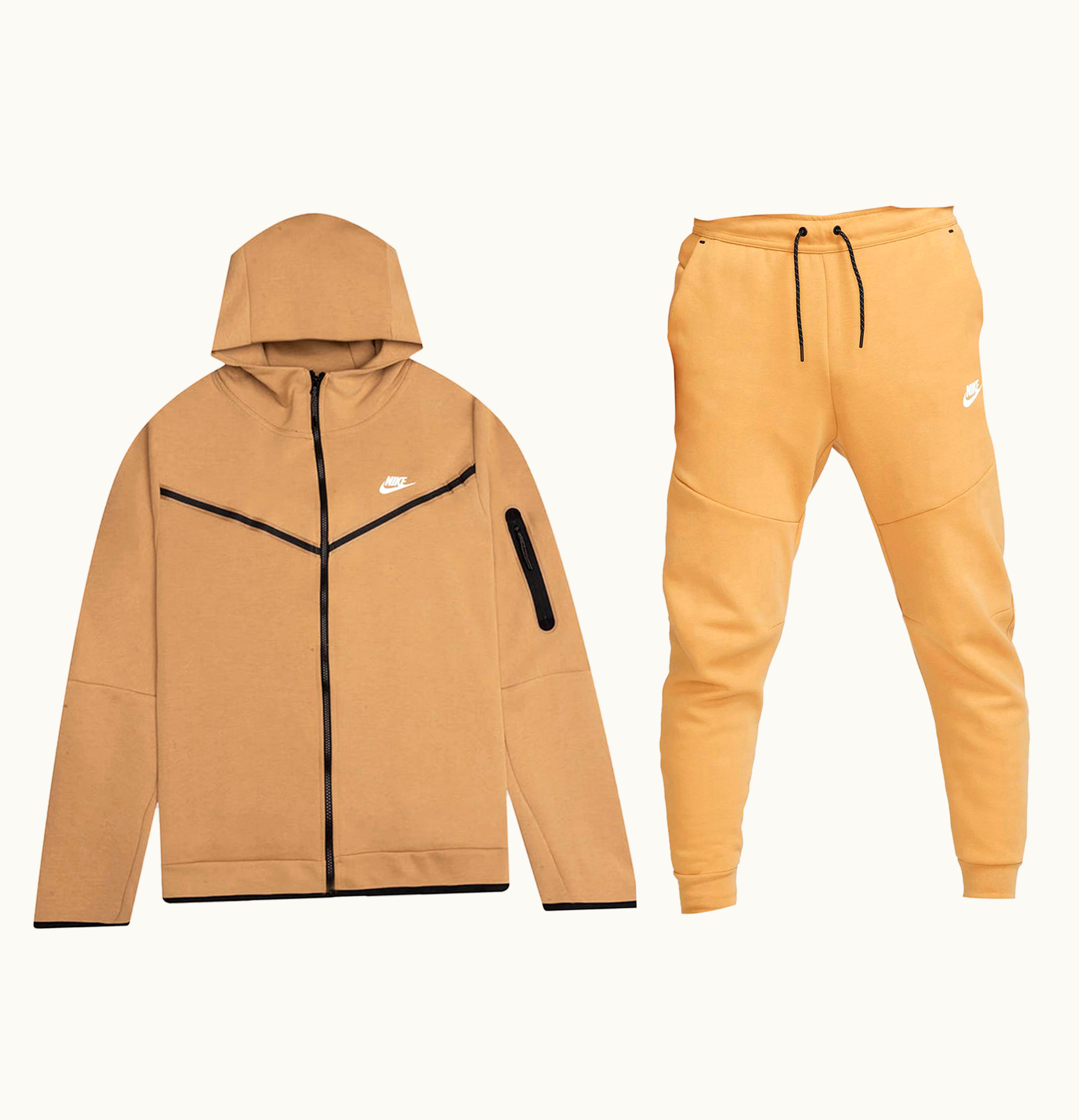 Nike Sportswear Tech Fleece Hoodie Joggers Set Elemental Gold Sail