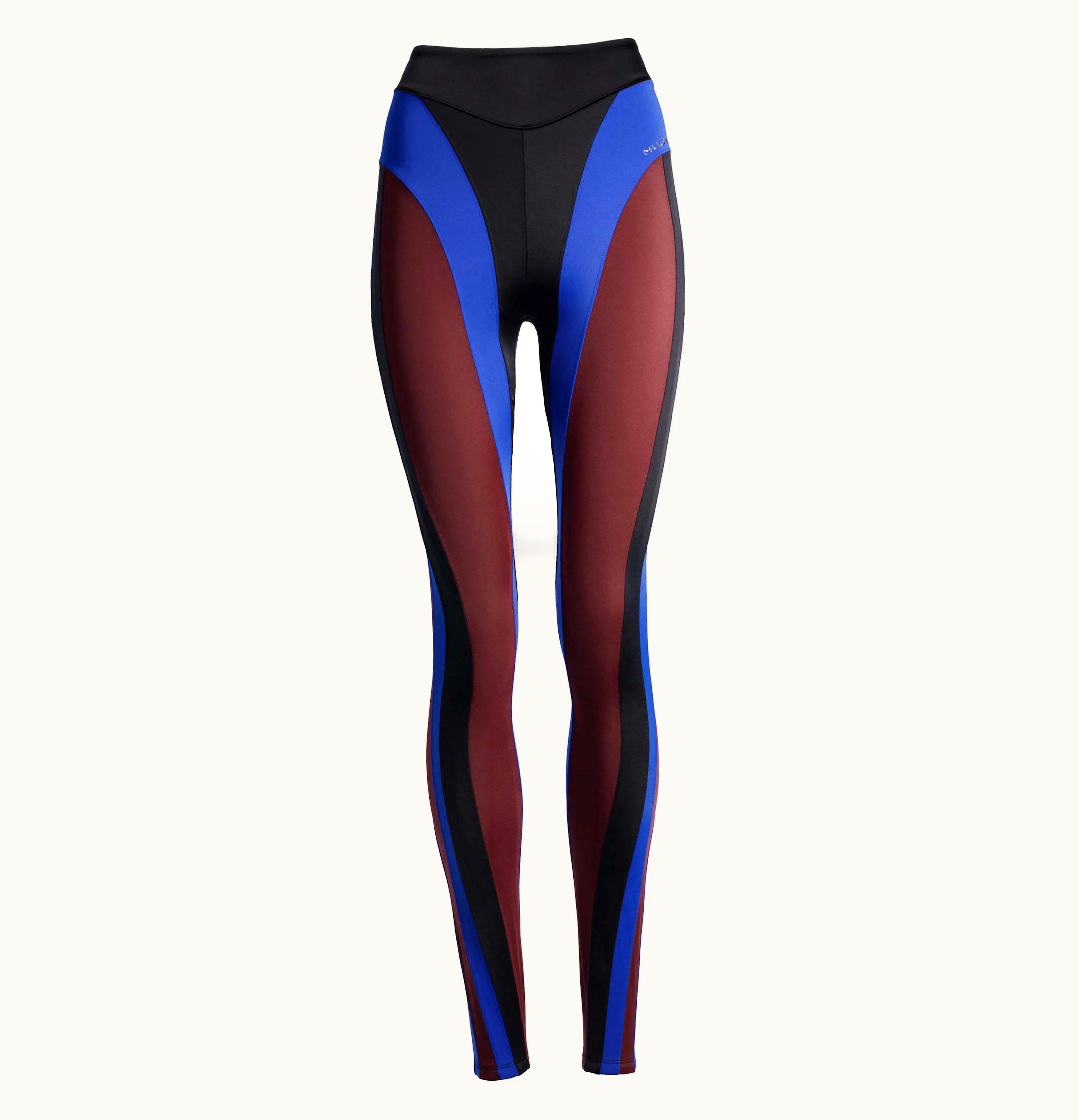 Mugler Mugler HM Spiral Paneled Jersey Leggings Black Color Block