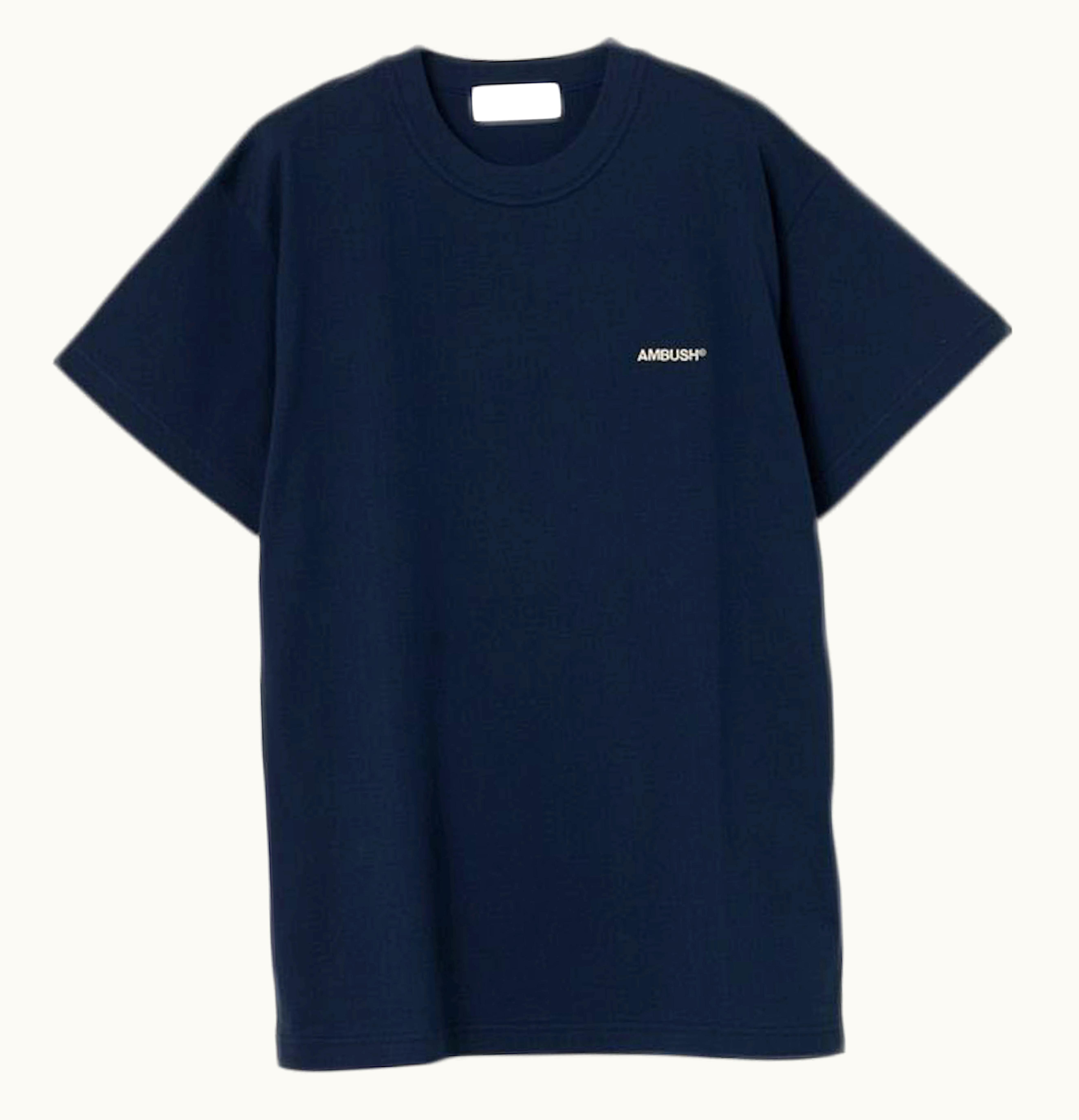 Ambush Petit Logo T Shirt Navy Blue Off White