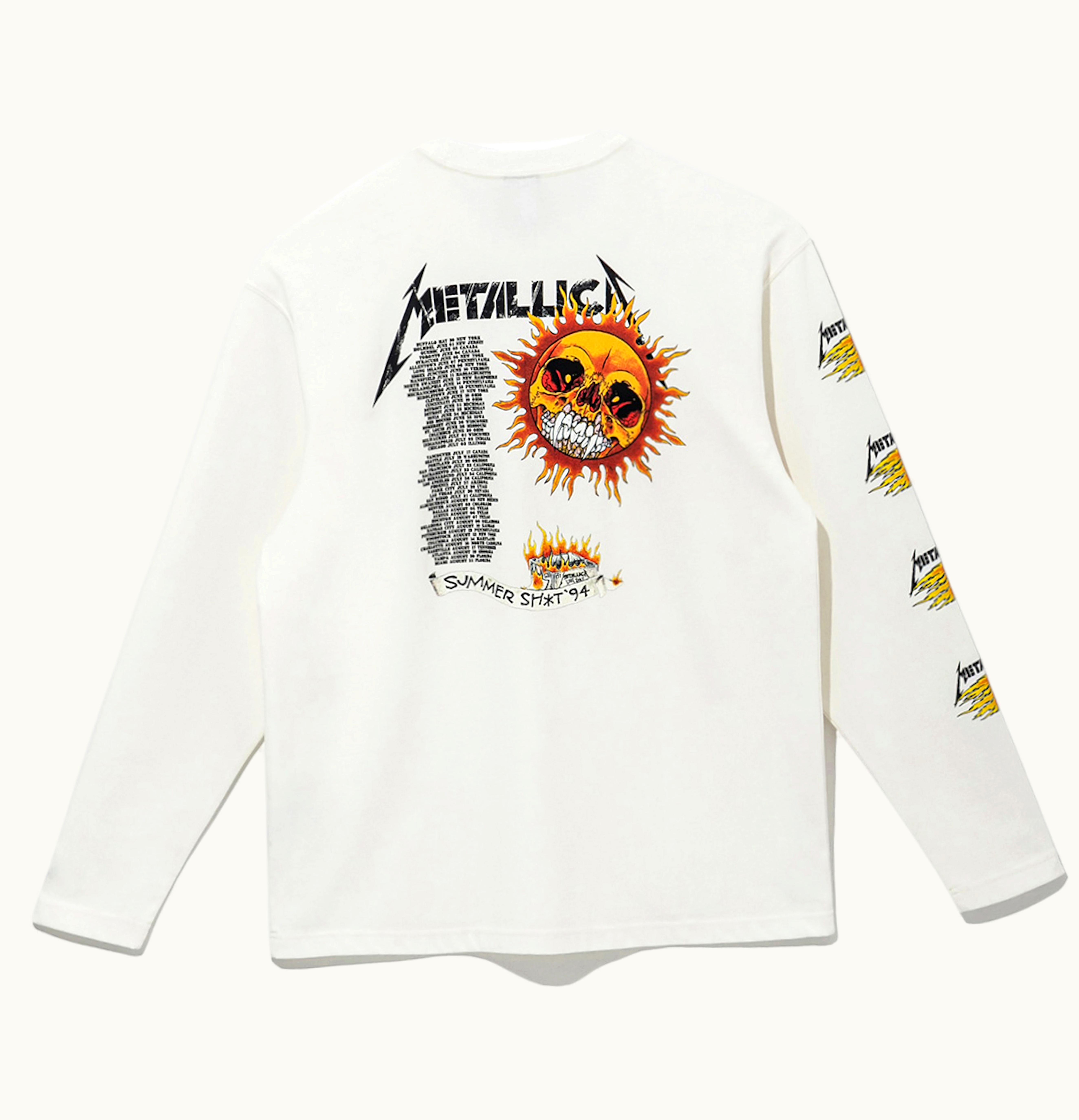 New Era New Era X Metallica Flaming Skull L S T Shirt Off White