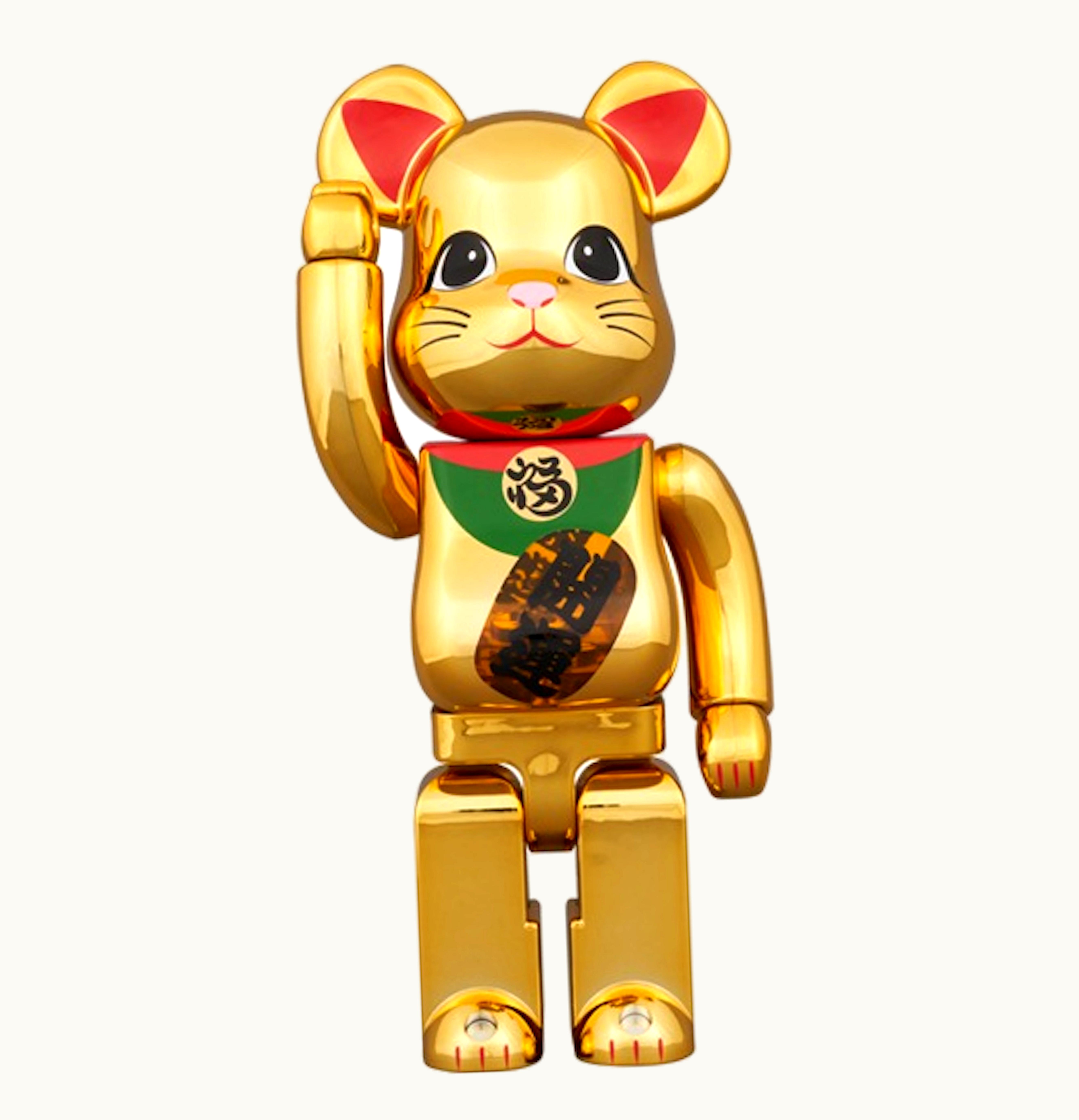 Bearbrick Bearbrick Medicom Lucky Cat Good Luck Luminous 400 Gold Plated