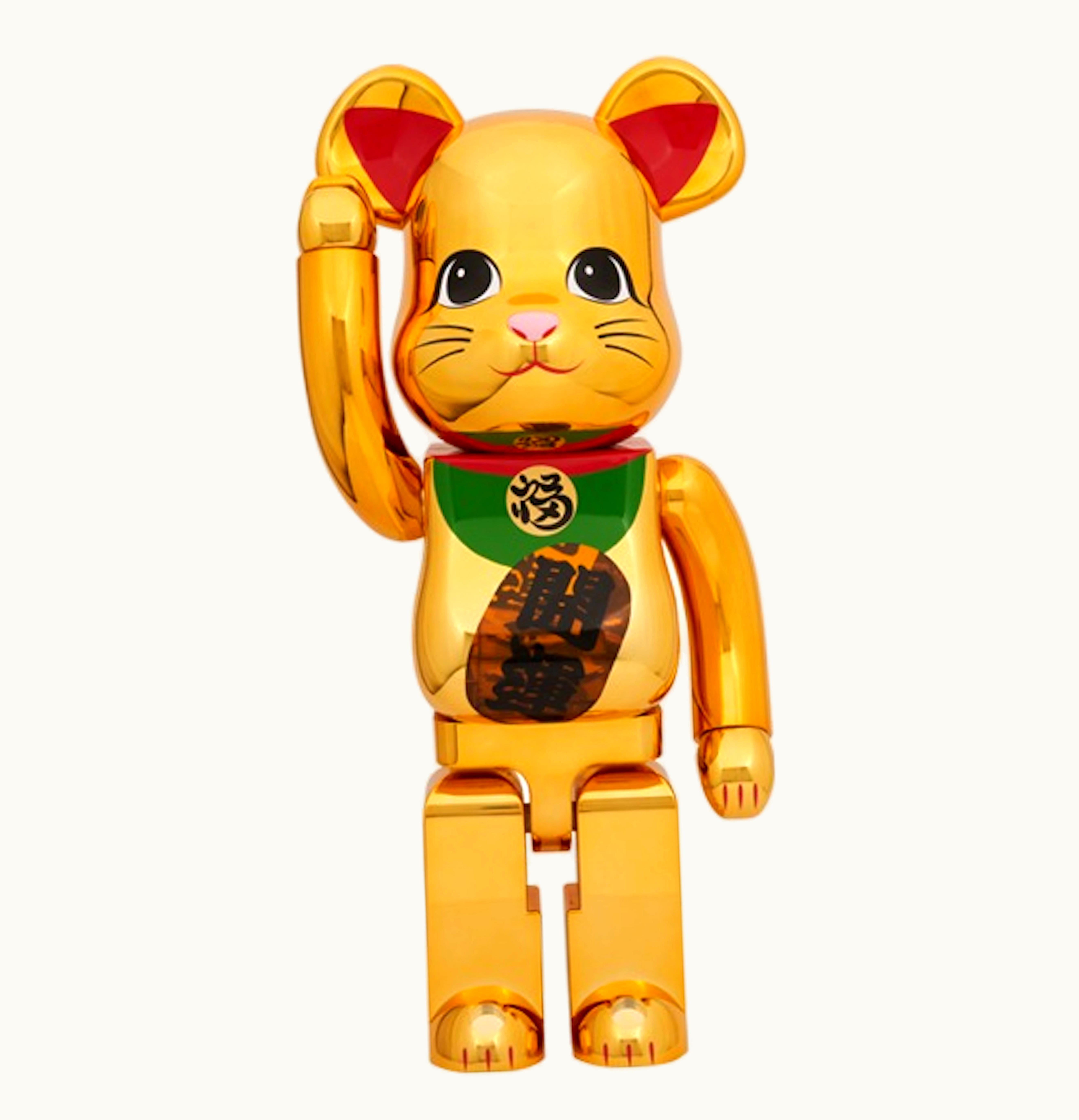 Bearbrick Bearbrick Medicom Lucky Cat Good Luck Luminous 1000 Gold Plated