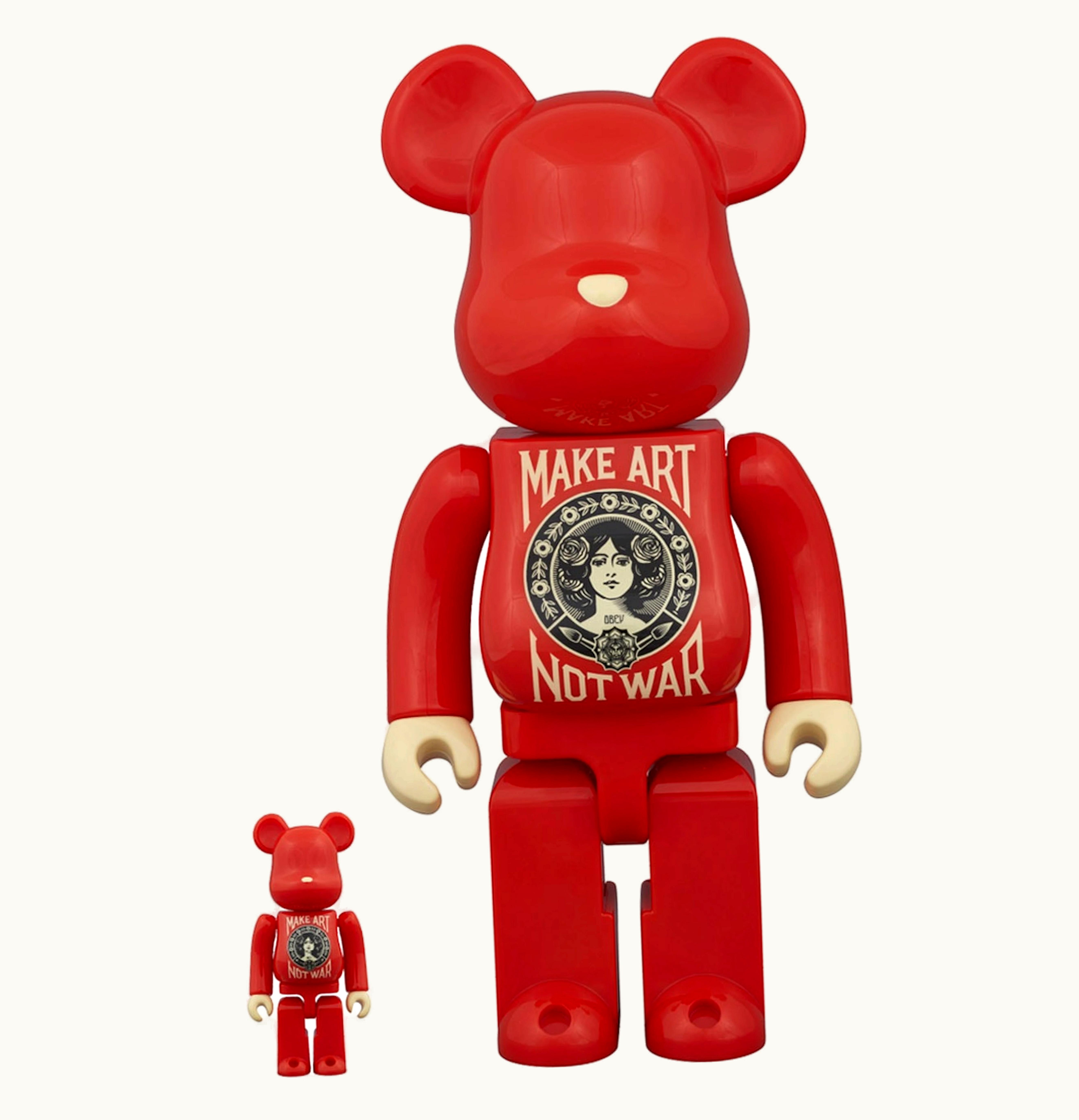 Bearbrick Bearbrick X Designercon Shepard Fairey Make Art Not War Special Edition 100 400 Set Red