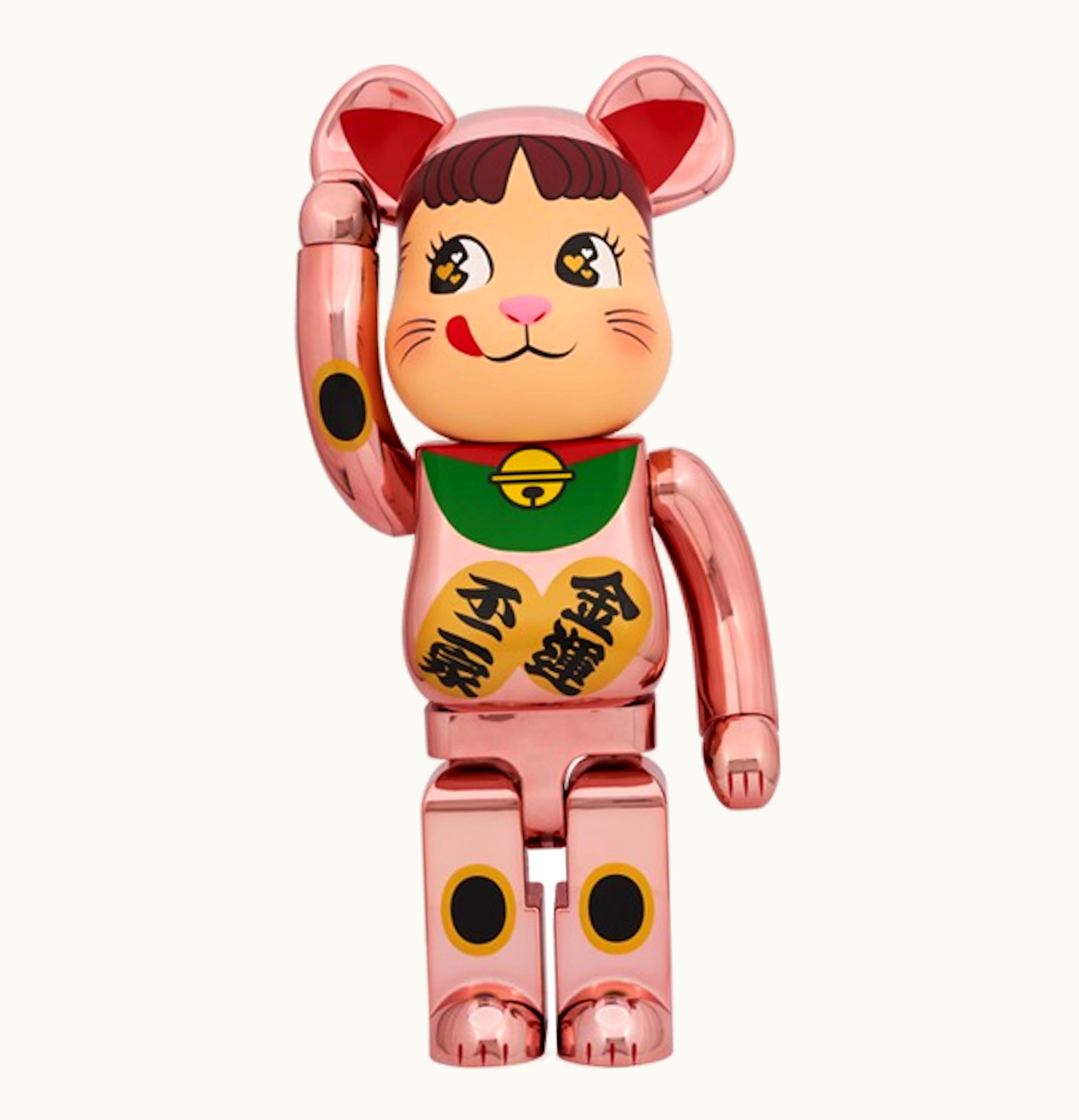 Bearbrick Bearbrick Lucky Cat Peko Chan Money Luck 1000 Peach Gold