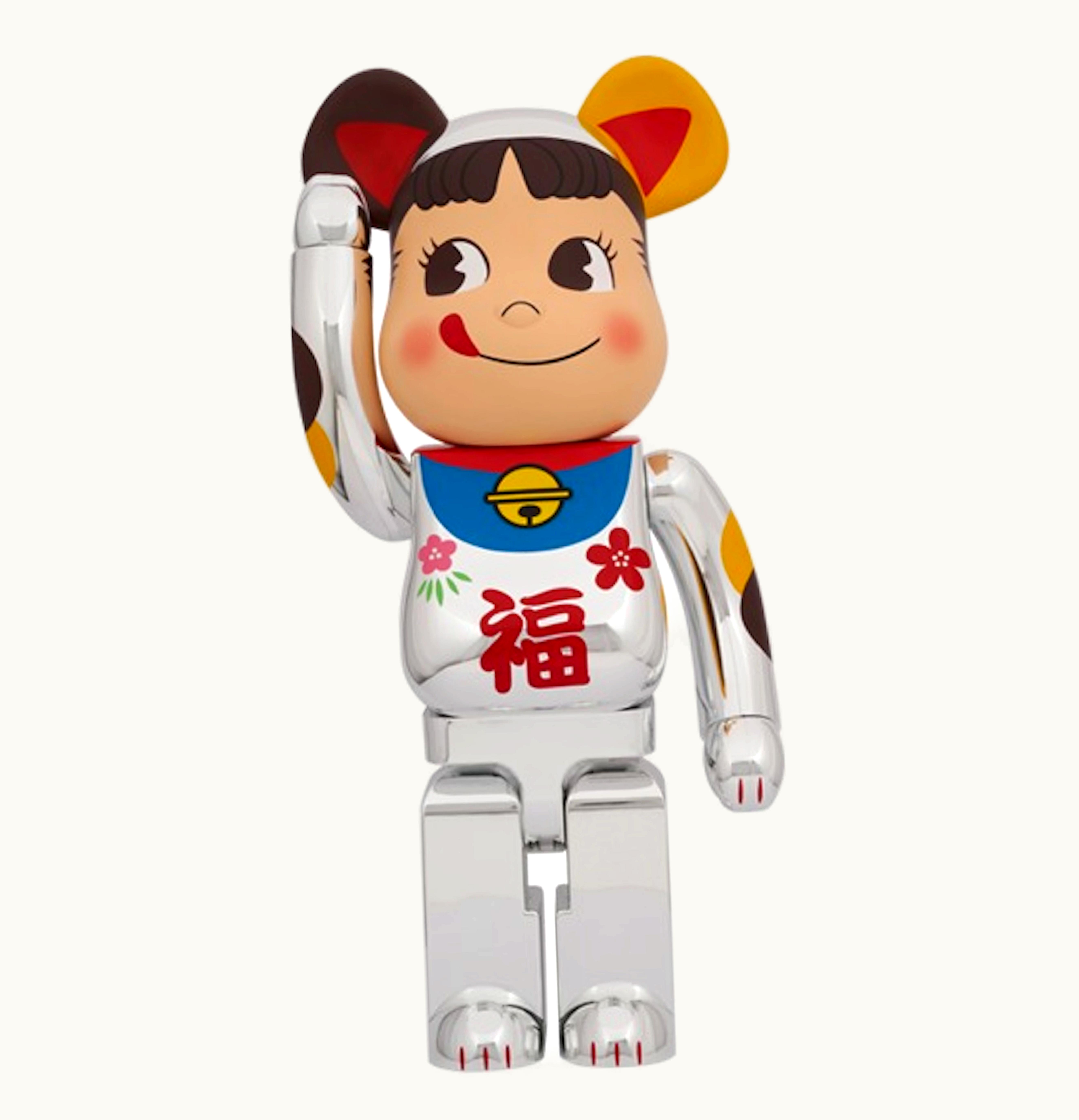 Bearbrick Bearbrick Lucky Cat Peko Chan 1000 Silver