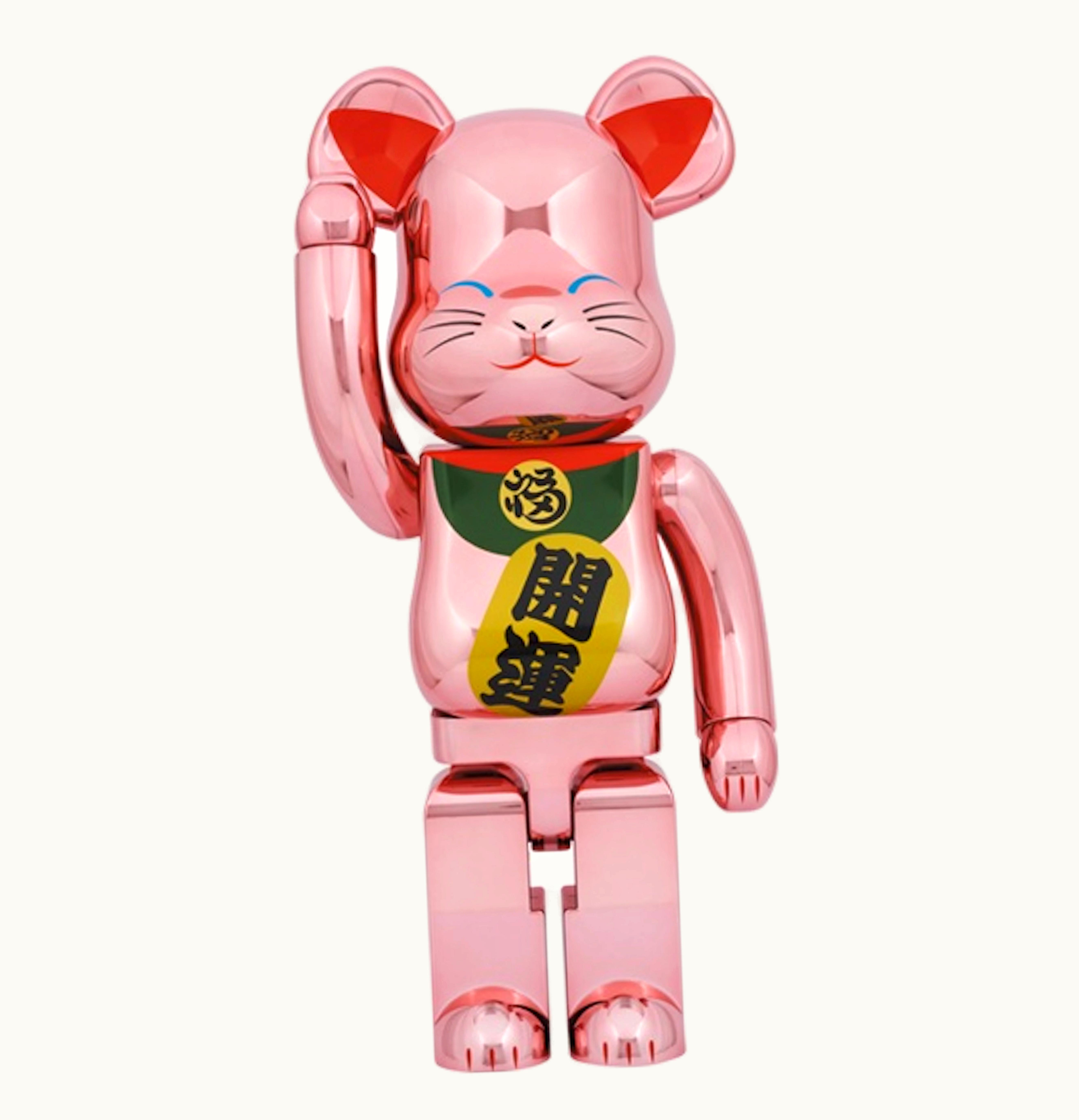 Bearbrick Bearbrick X Medicom Toy Maneki Neko Good Luck Peach Gold Plated 1000