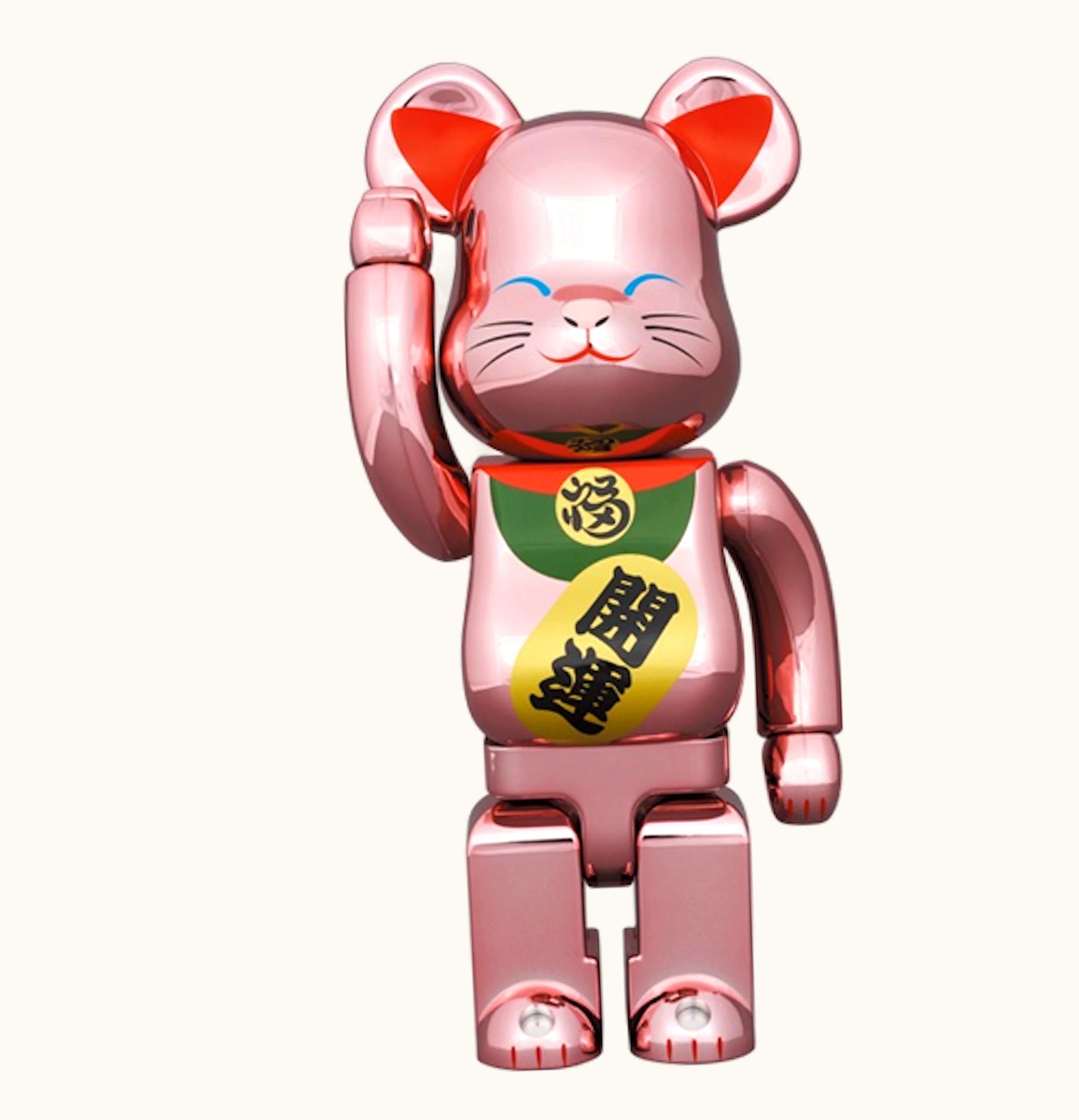 Bearbrick Bearbrick X Medicom Toy Maneki Neko Good Luck Peach Gold Plated 100 400 Set