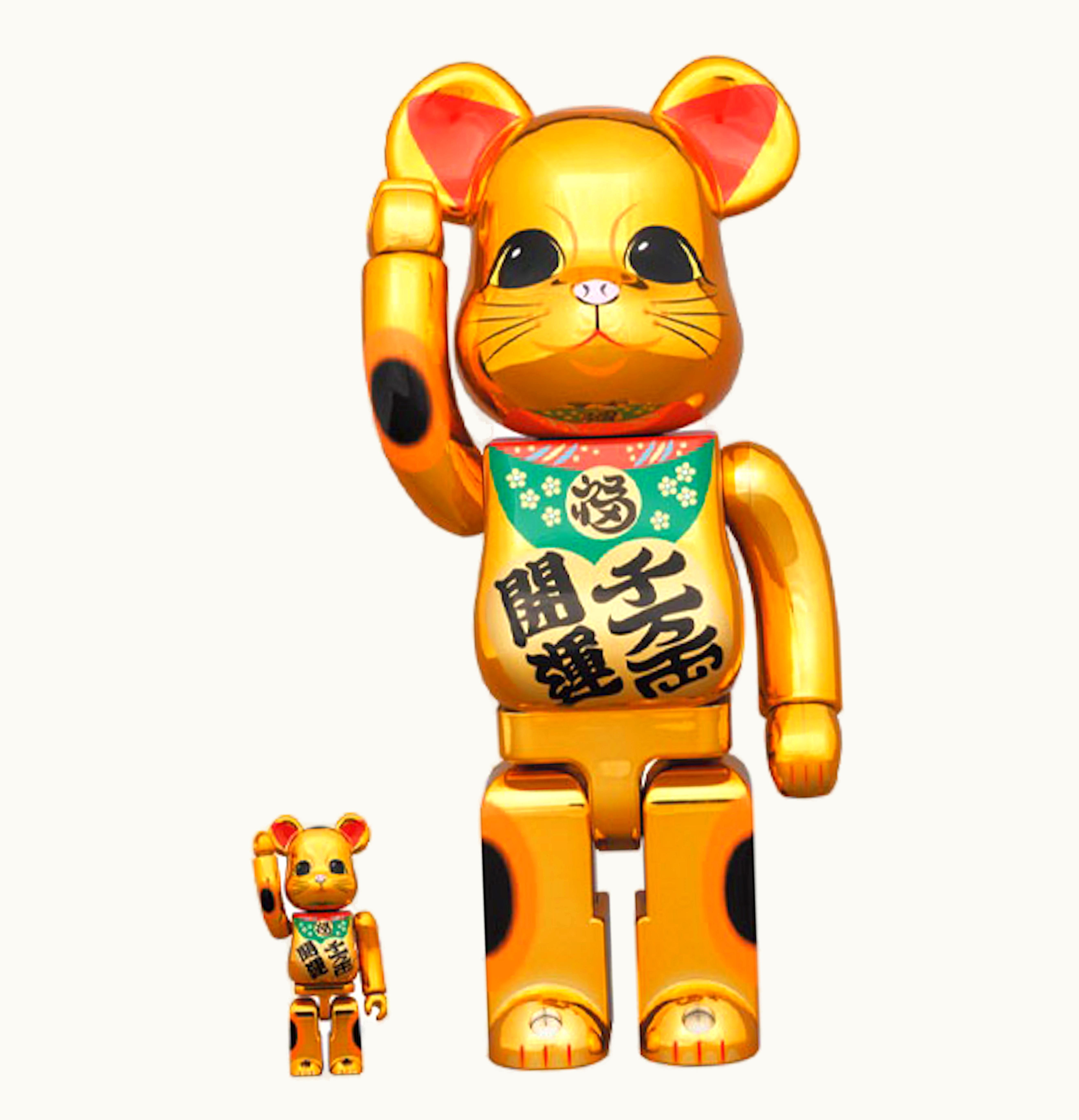 Bearbrick Bearbrick Lucky Cat Good Luck Ten Million Ryo 100 400 Set Gold Plated