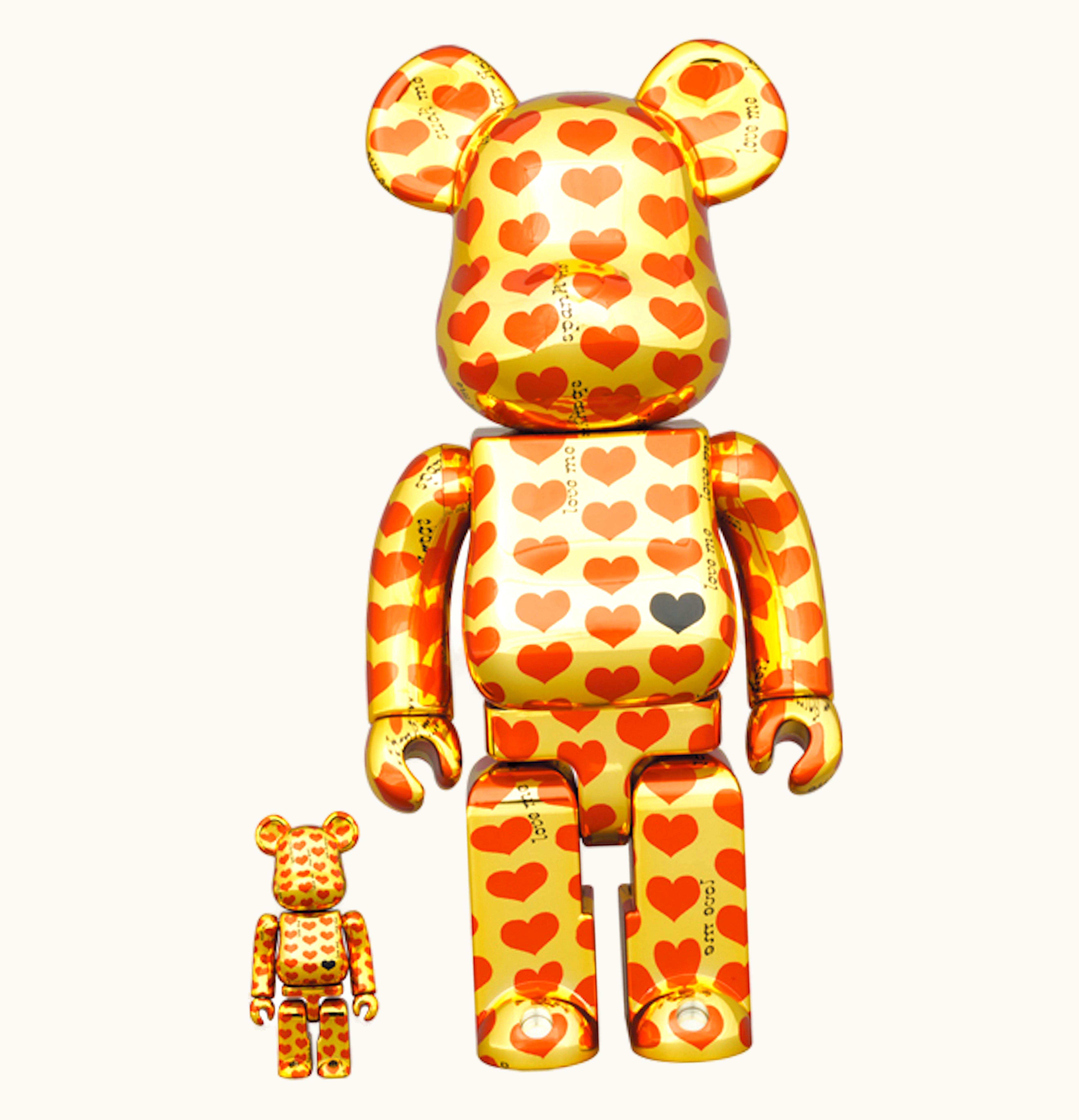 Bearbrick Bearbrick X Hide X Japan Yellow Heart 100 400 Set Gold