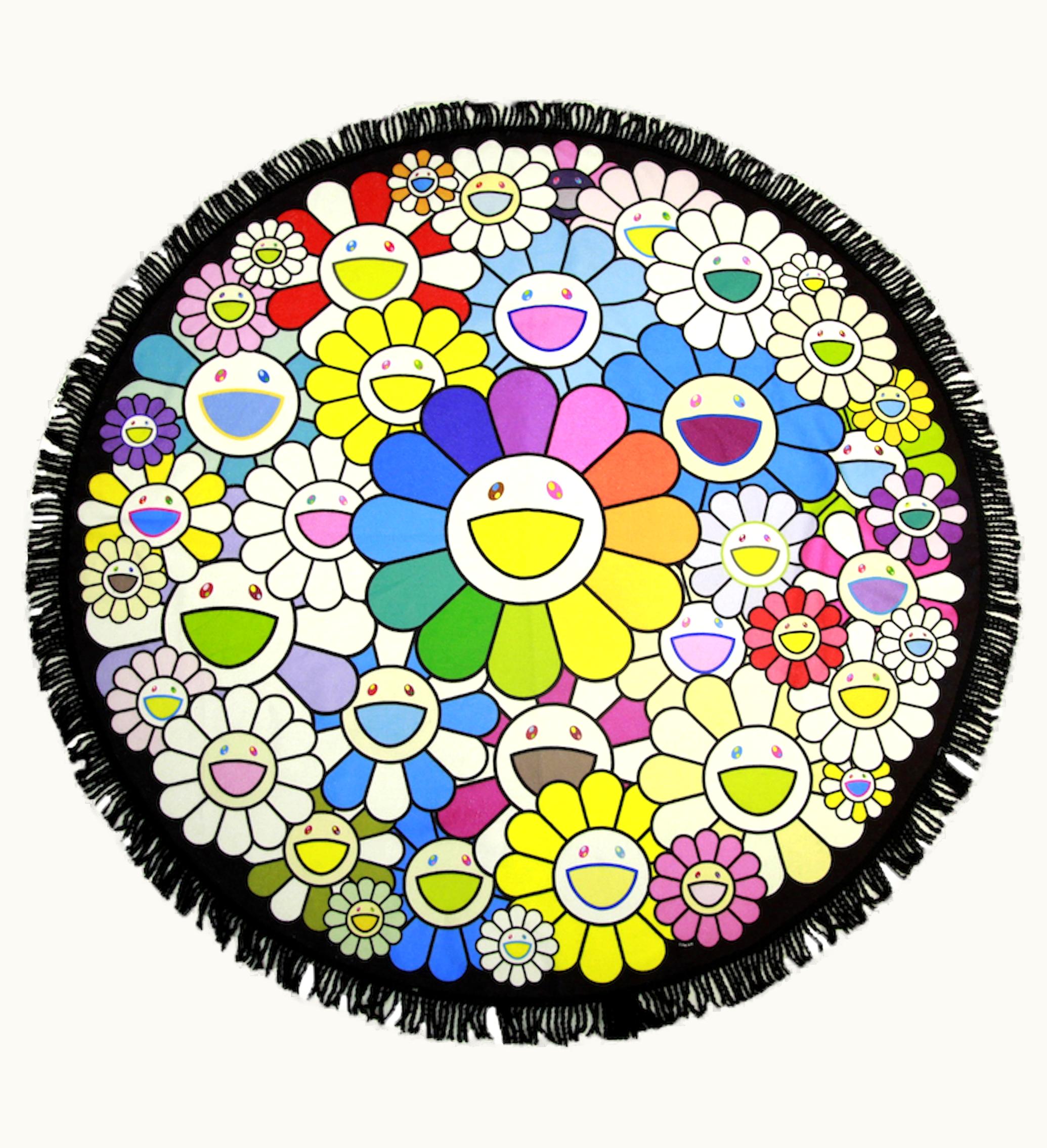 Takashi Murakami Takashi Murakami Round Flower Towel Rainbow Black