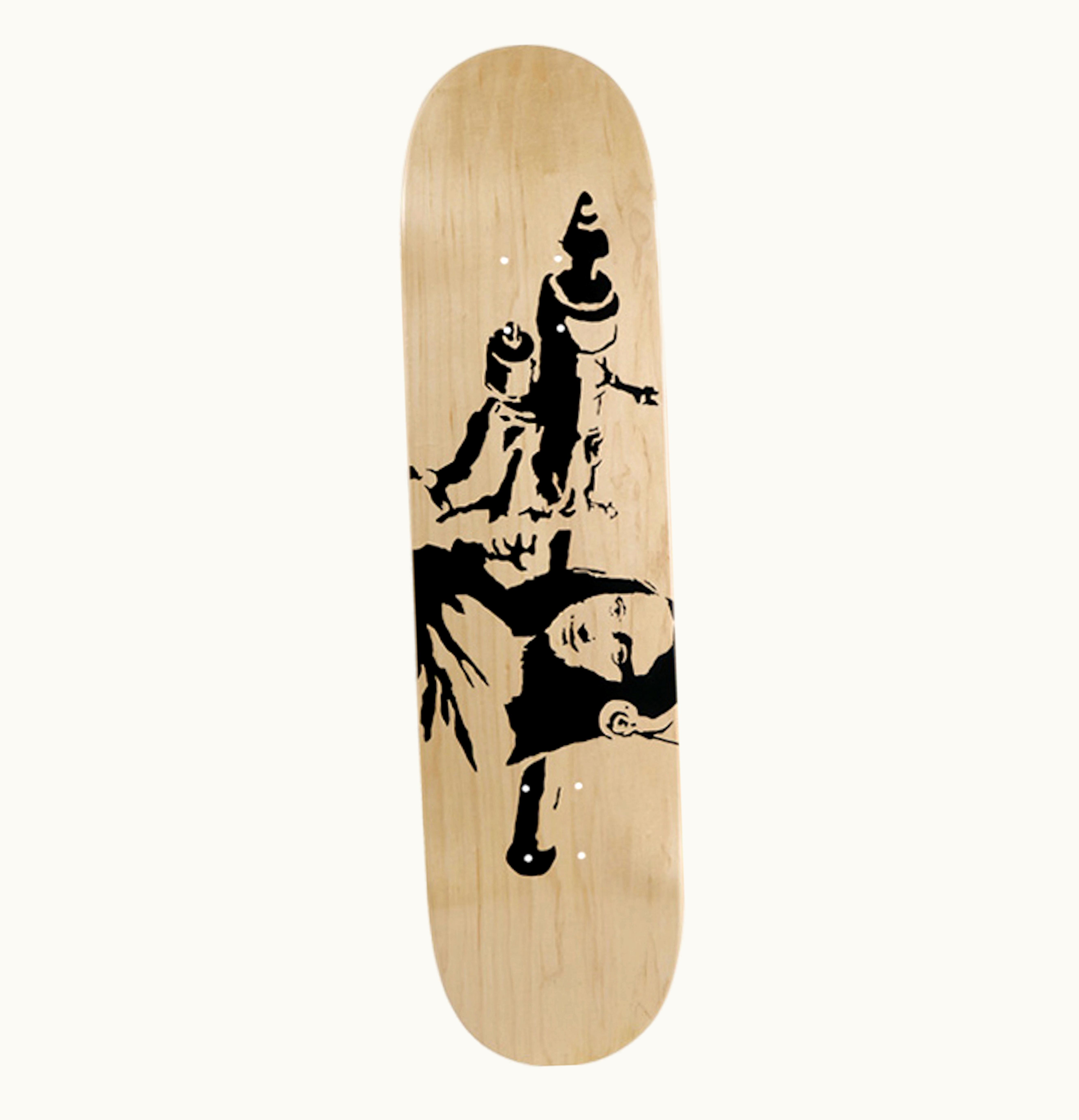 Banksy Banksy X Medicom X Sync Brandalism Mona Launcher Skateboard Deck Tan