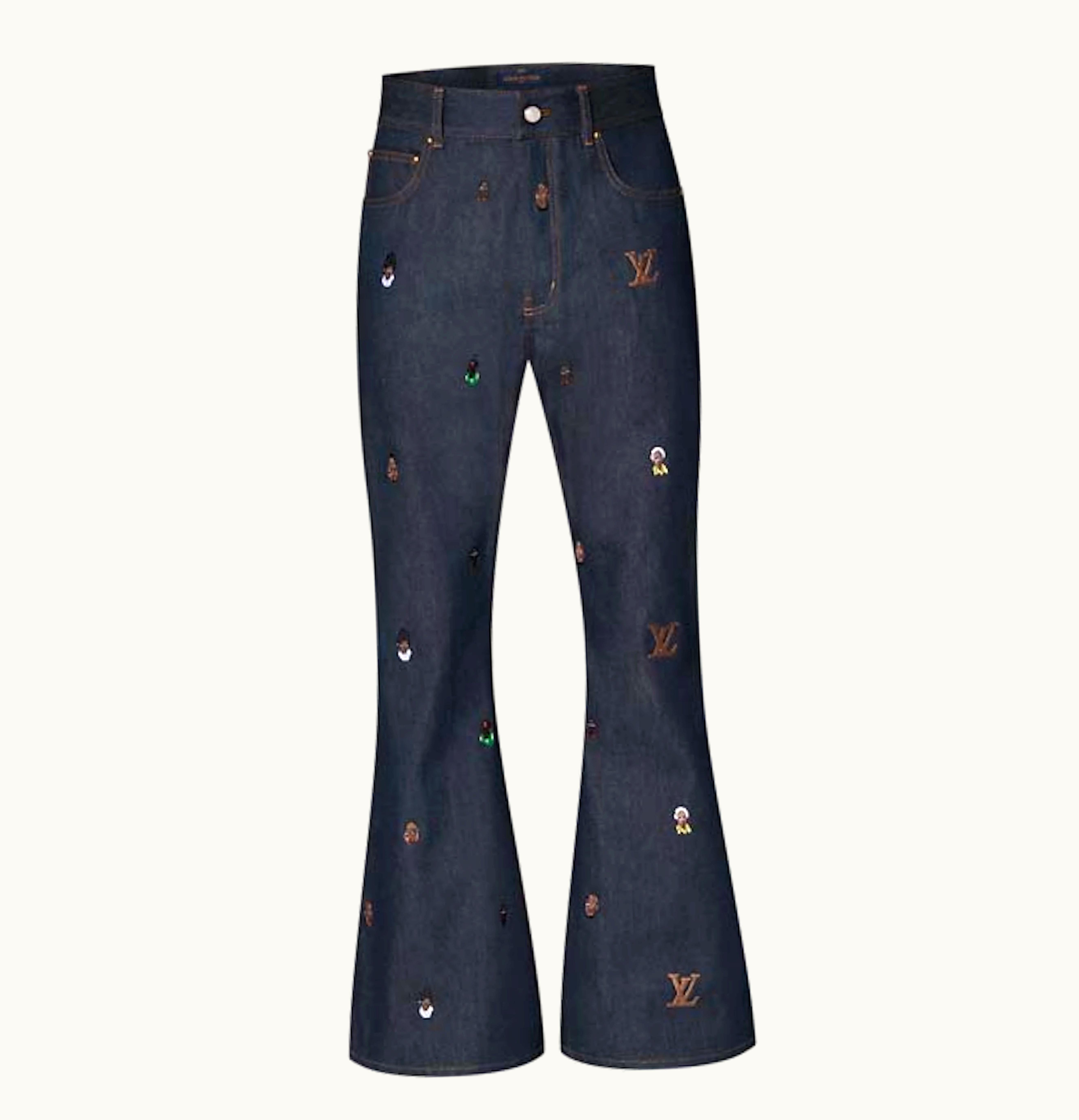 Louis Vuitton Louis Vuitton Embroidered Bootcut Denim Pants Henry Taylor Indigo