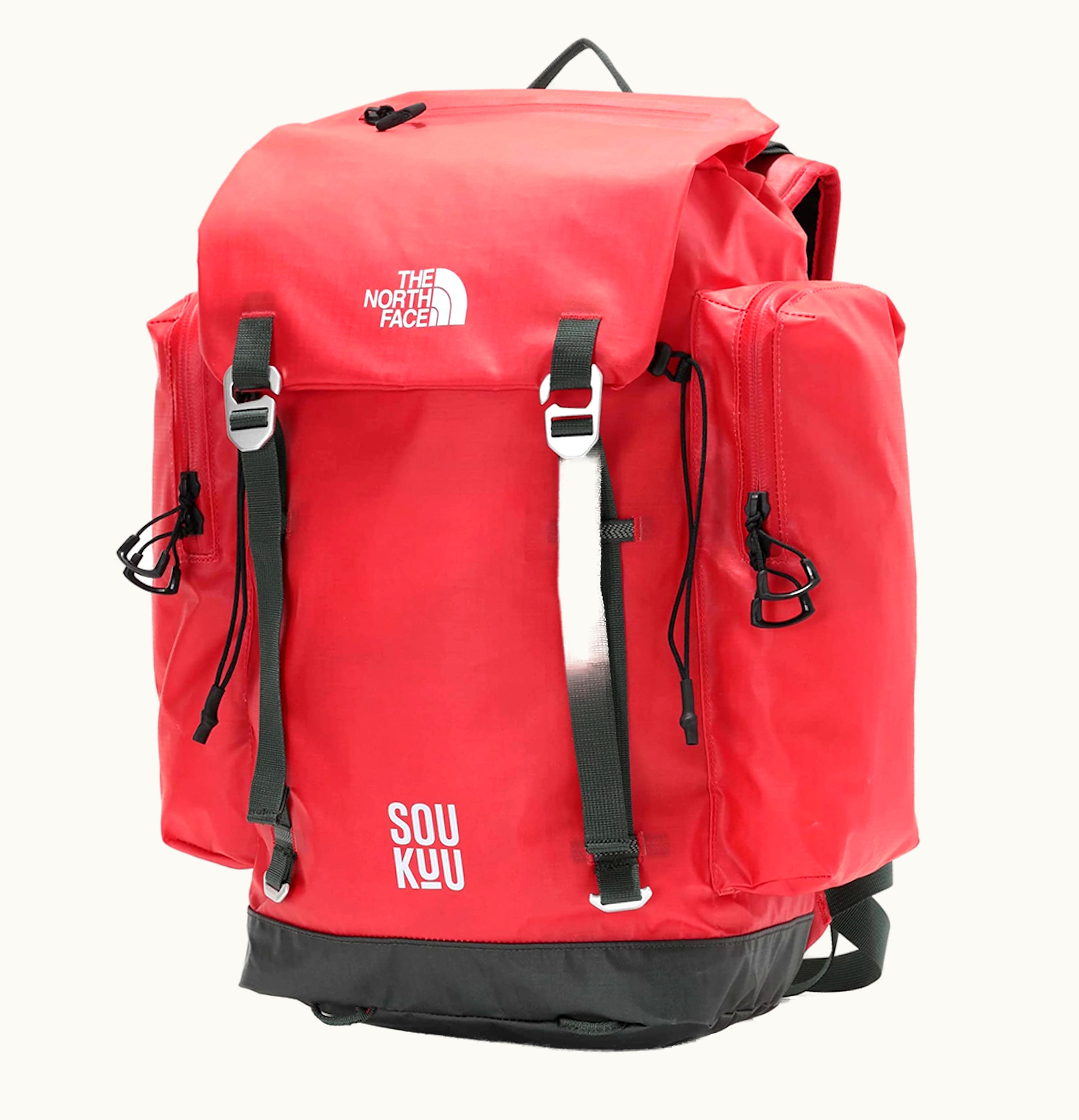 The North Face X Undercover Soukuu Backpack Dark Cedar Green High Risk Red