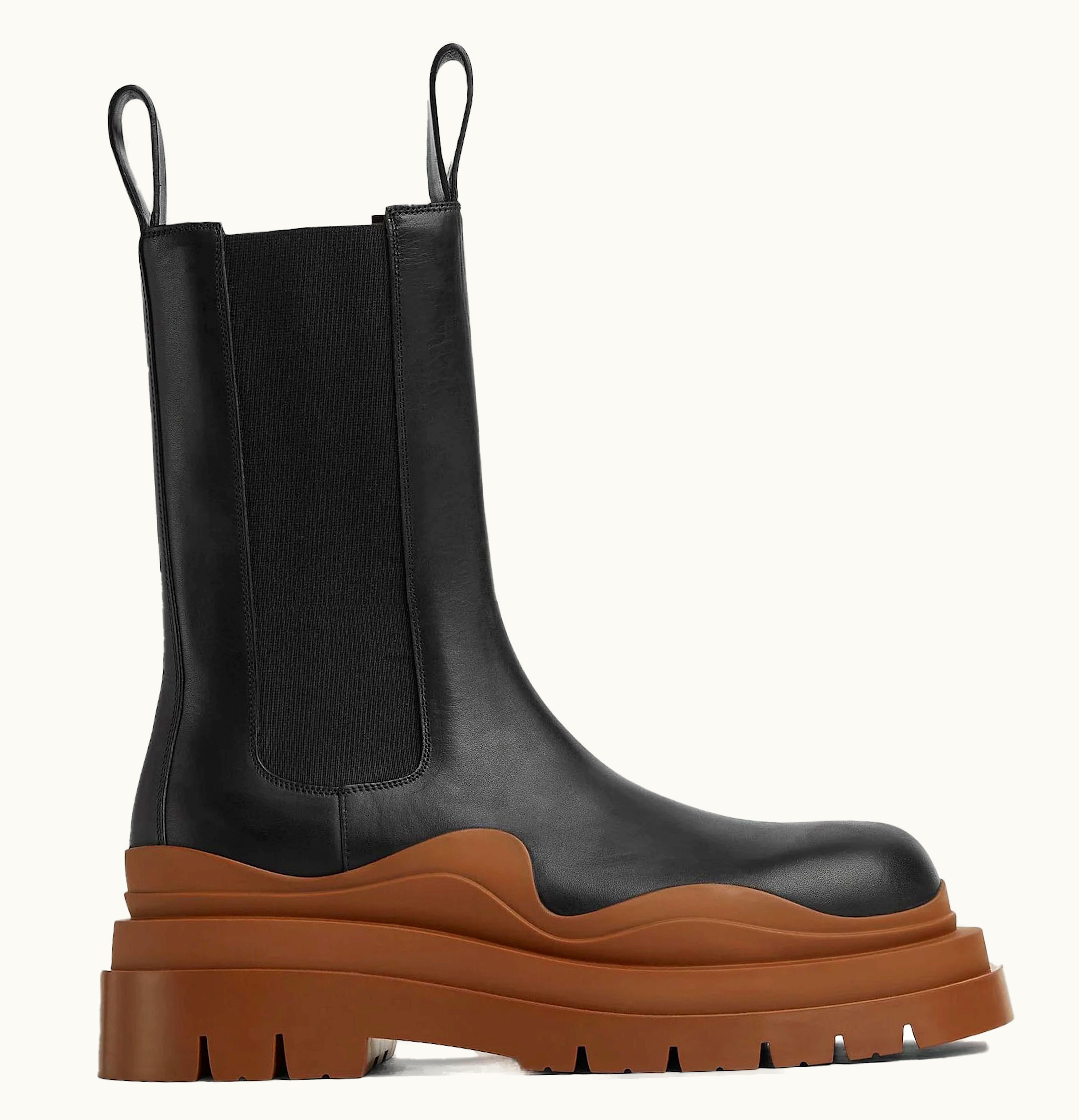 Bottega Veneta Tire Boots Black Cognac