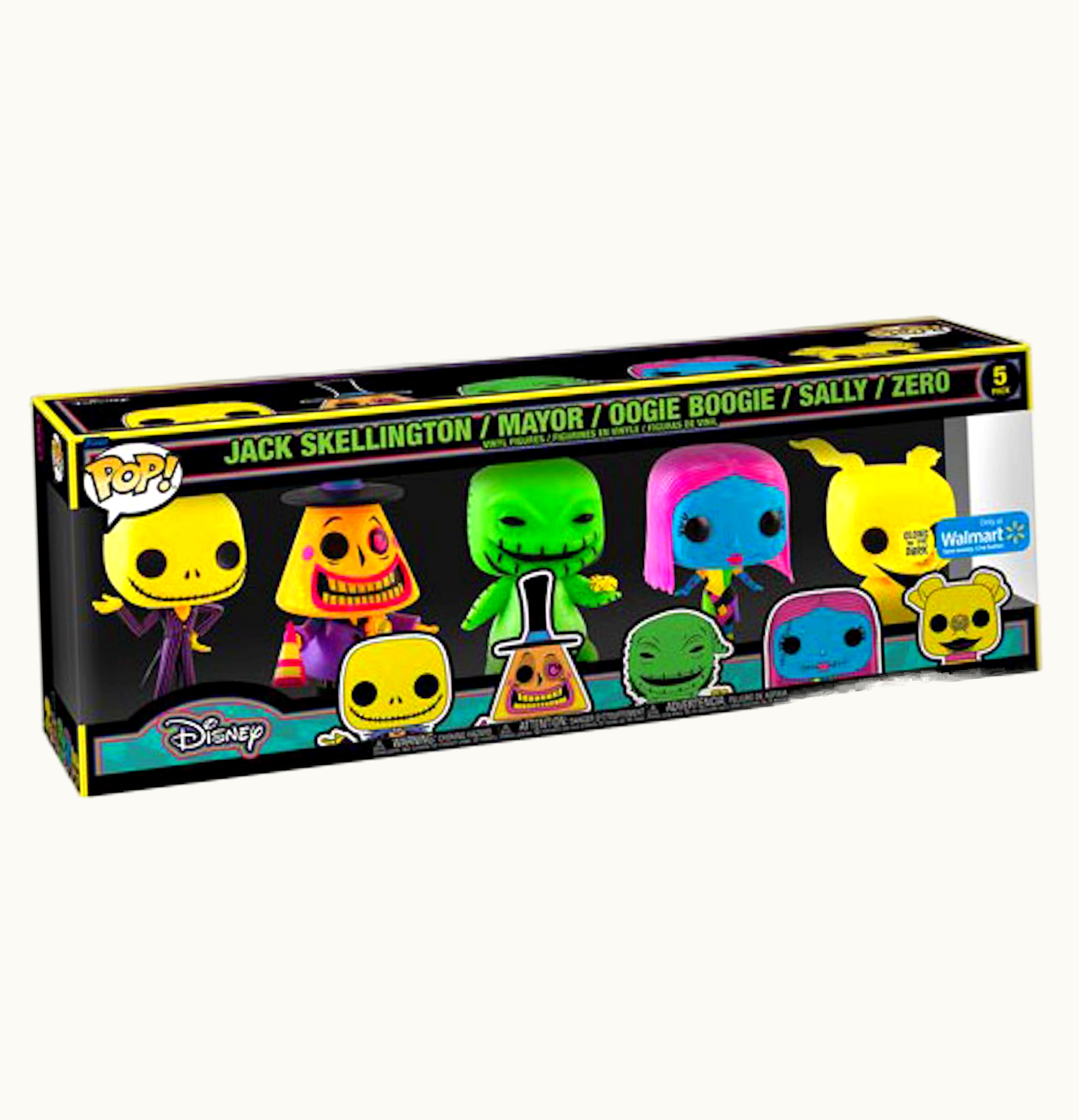 Funko Funko Pop Disney The Night Before Christmas Black Light Jack Skellington Mayor Oogie Boogie Sally Zero Walmart Exclusive 5 Pack