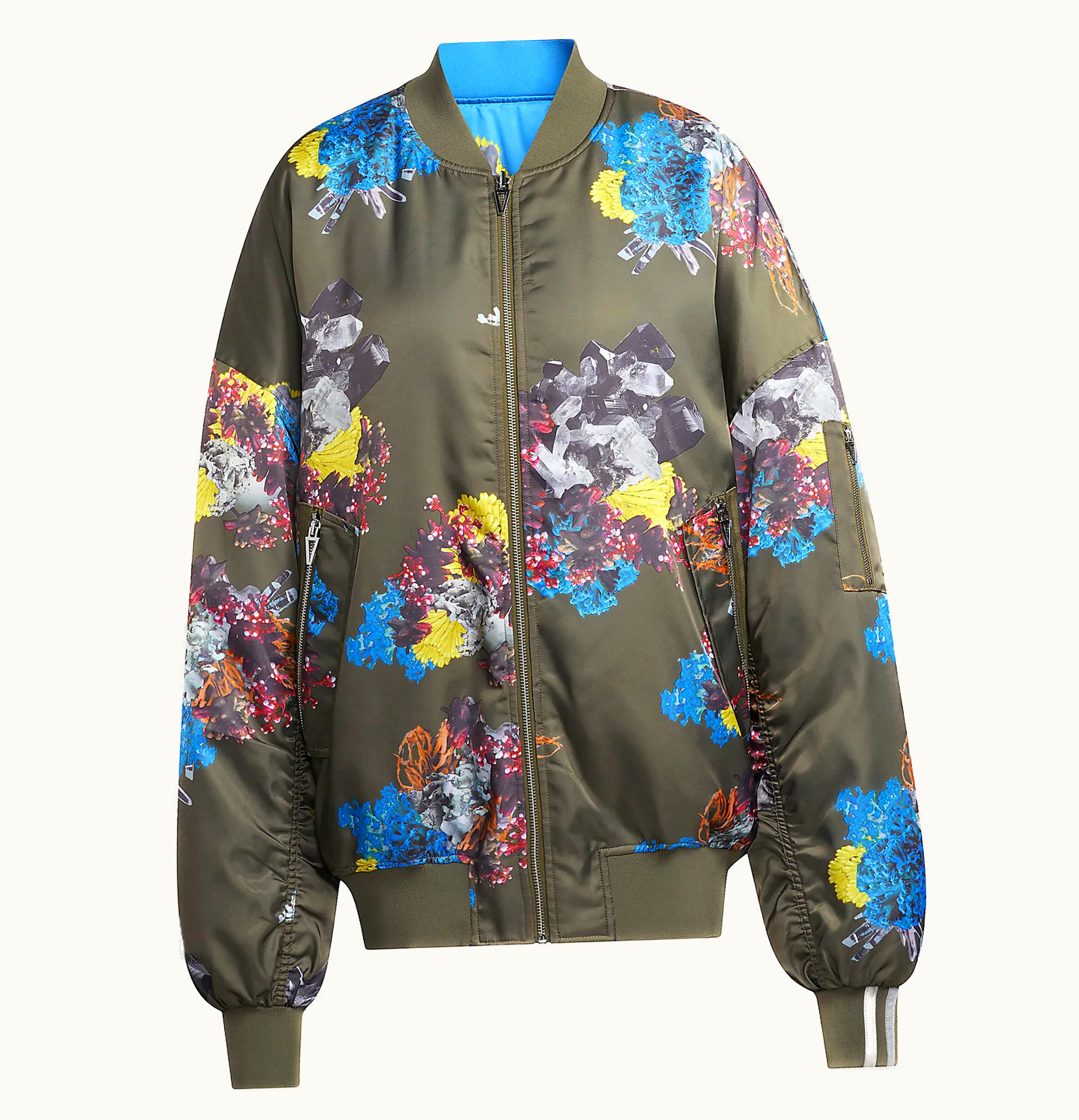 Adidas adidas x Ivy Park Satin Bomber Jacket Blue Medium Dark Khaki