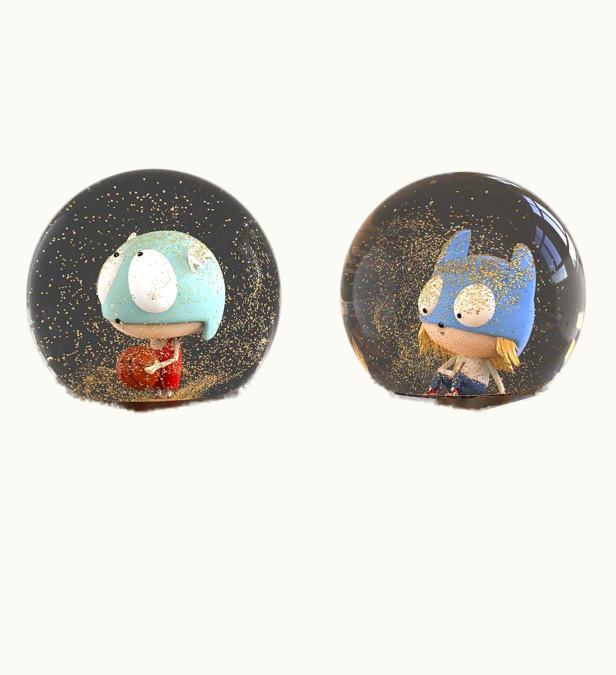 Villazan Villazan X Edgar Plans Basketball Player Artist Girl Snow Globe Set Of 2