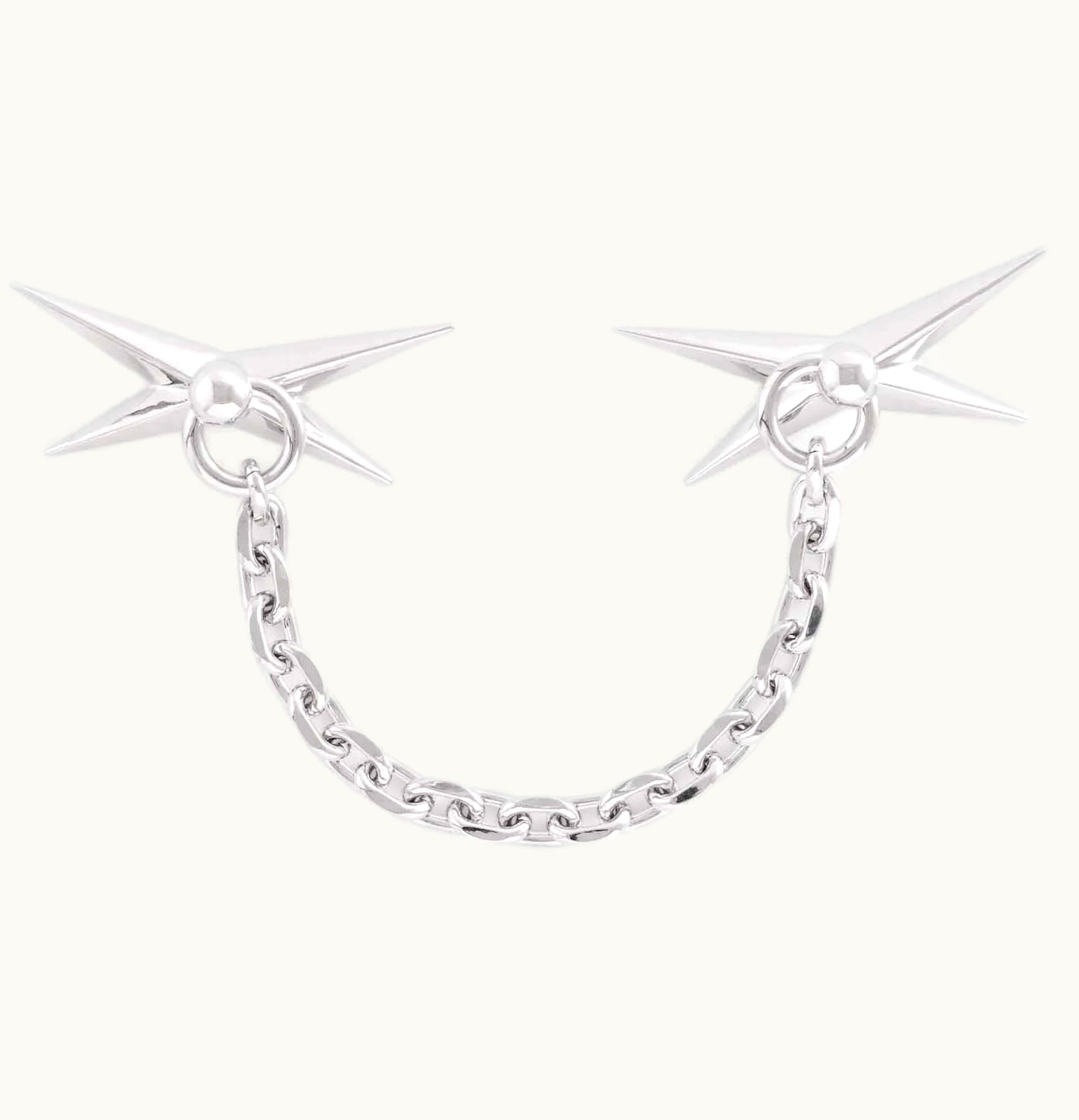 Mugler Mugler HM Star Motif Double Brooch Silver Colored