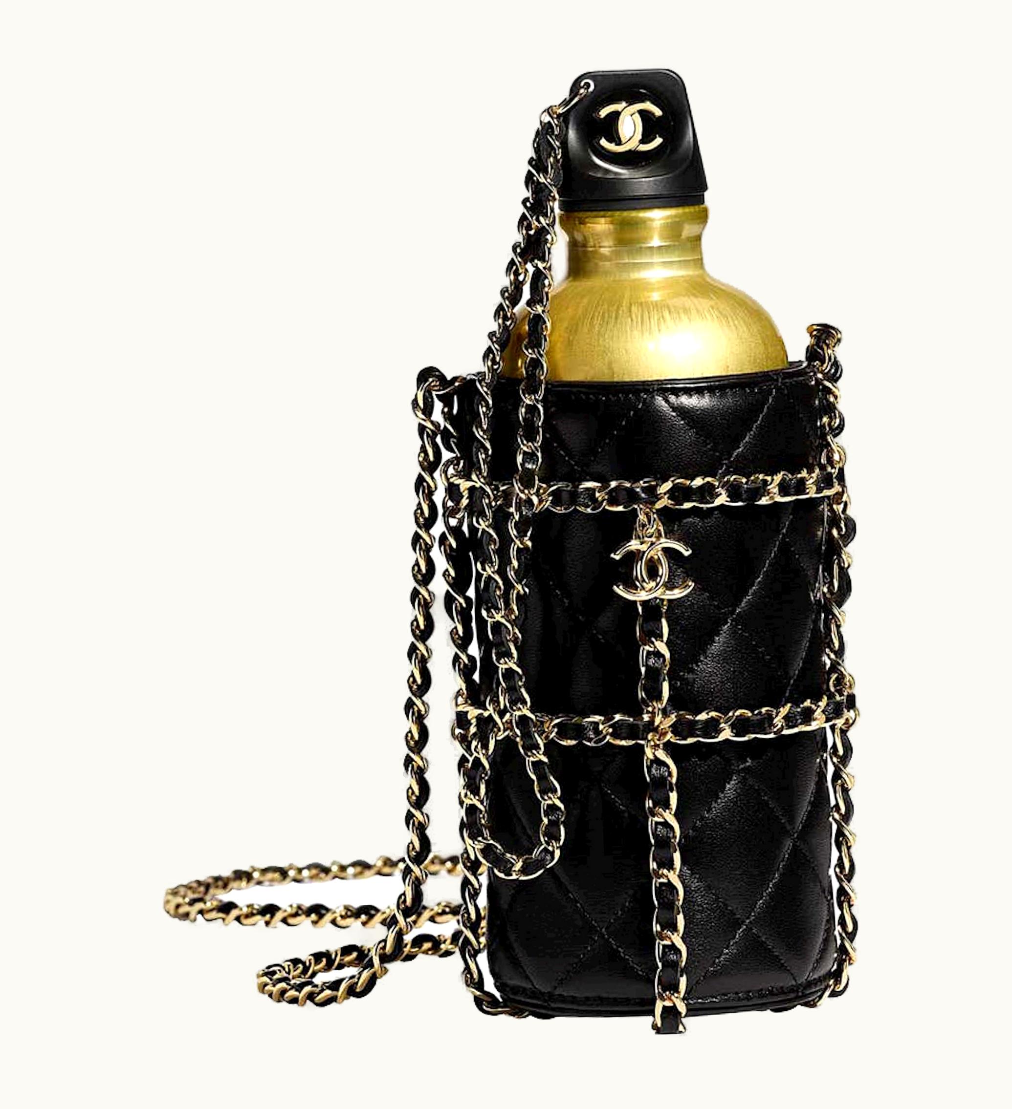 Chanel Water Bottle In Box Black Gold