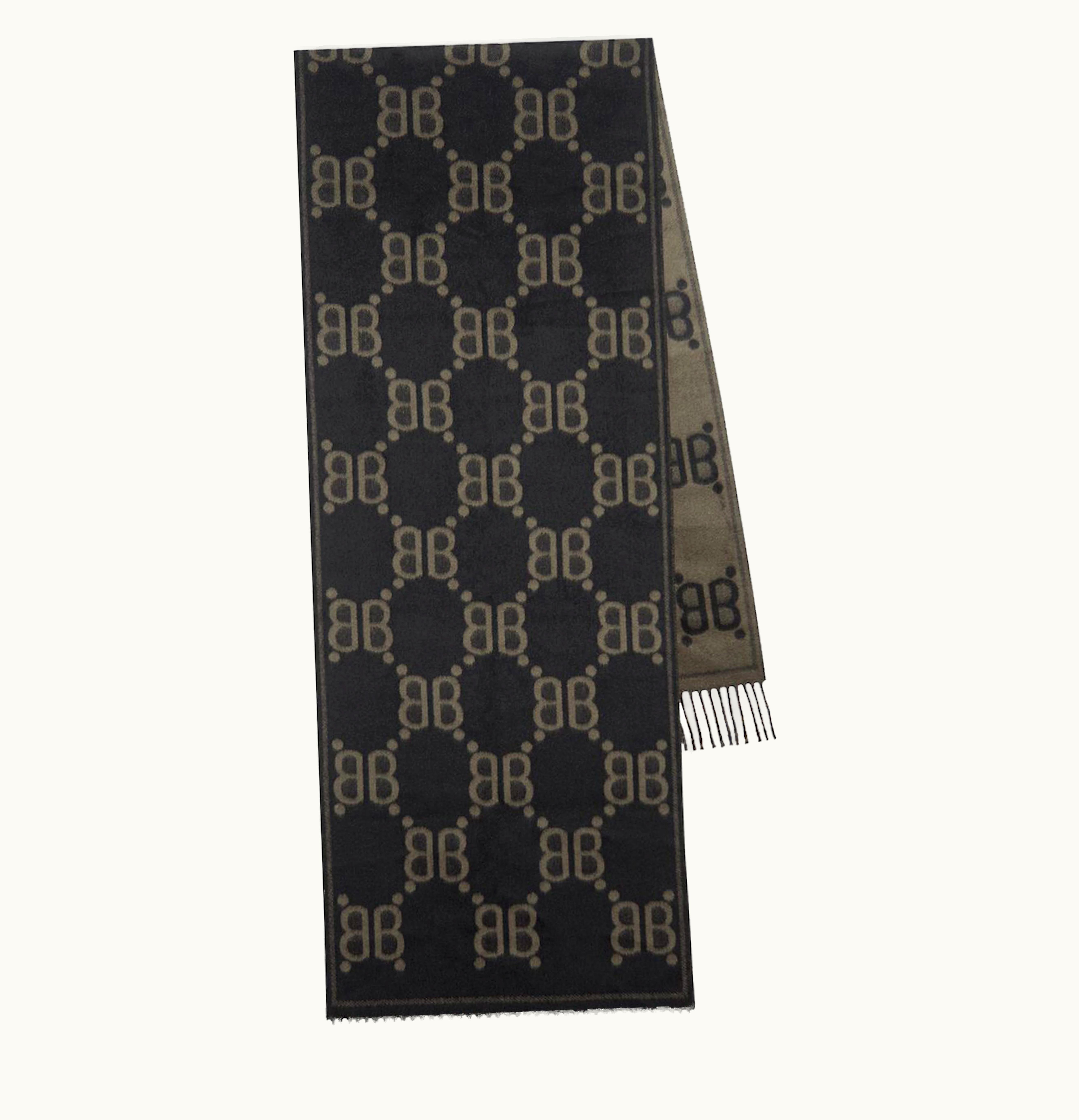 Gucci X Balenciaga The Hacker Project Allover Logo Macro Scarf Charcoal Grey