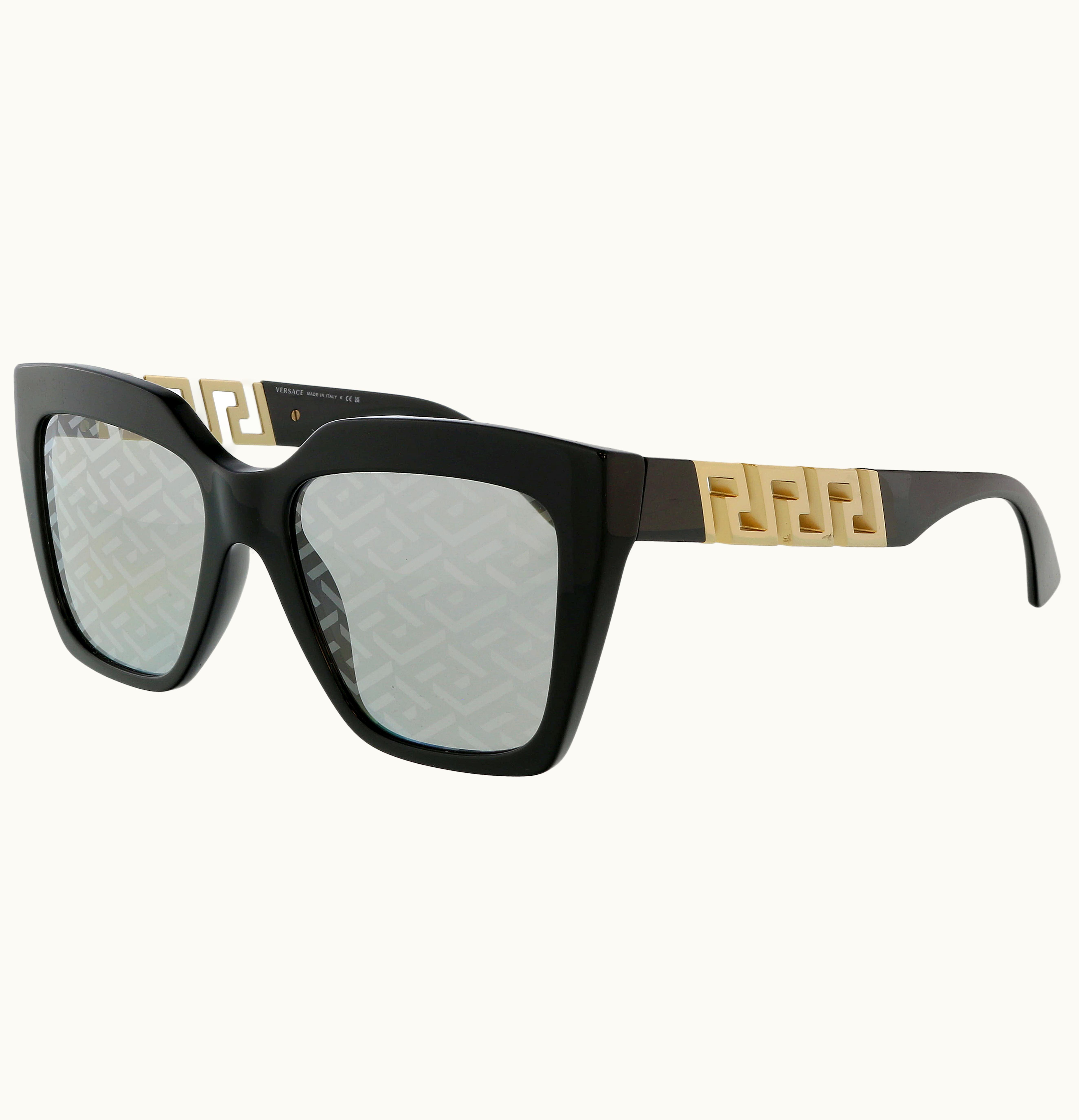 Versace Versace Square Sunglasses Black Monogram Silver 0ve4418 Gb1 Al