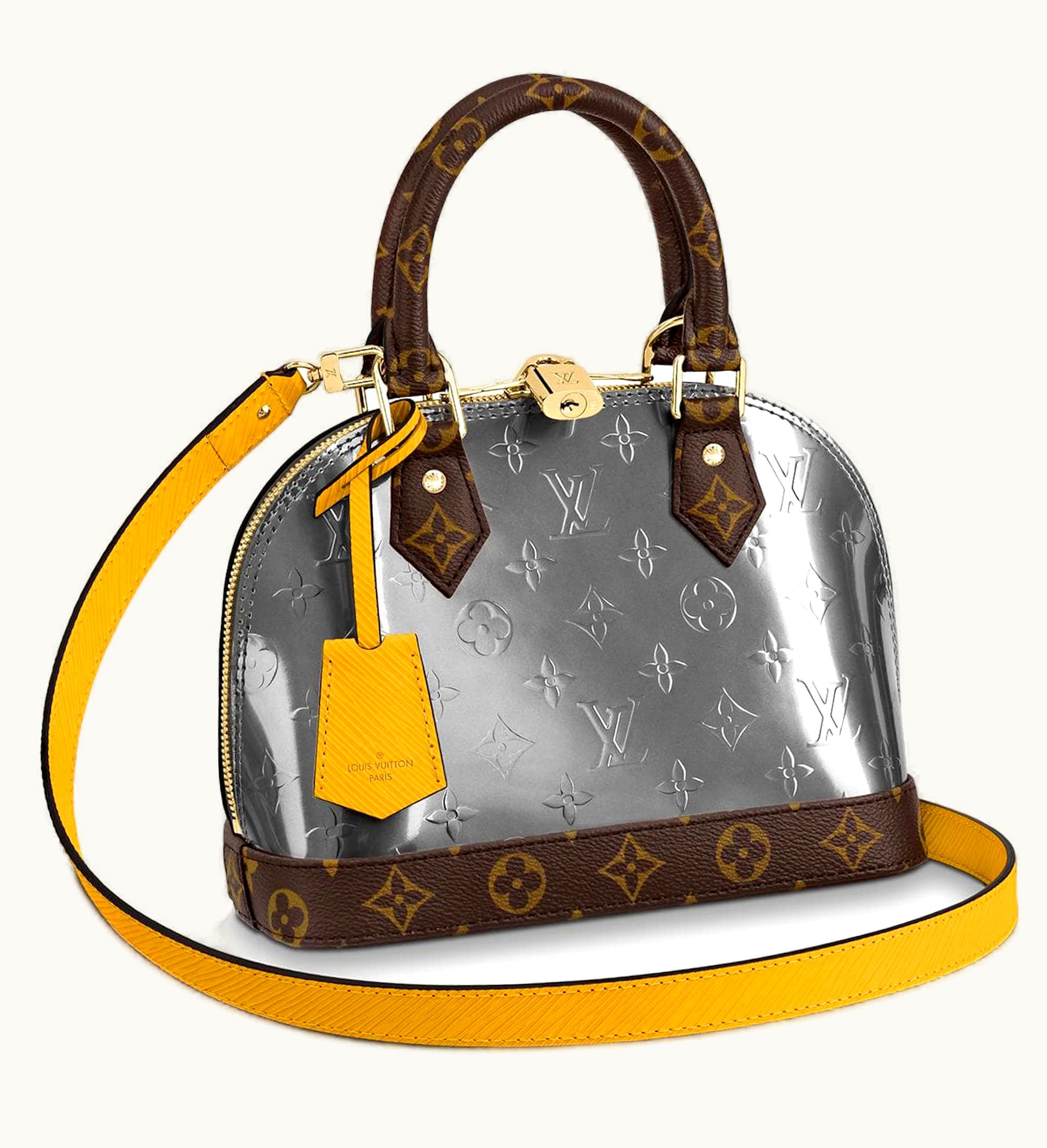 Louis Vuitton Alma Metallic Monogram Vernis BB Bitume Metallise Metallic Gray