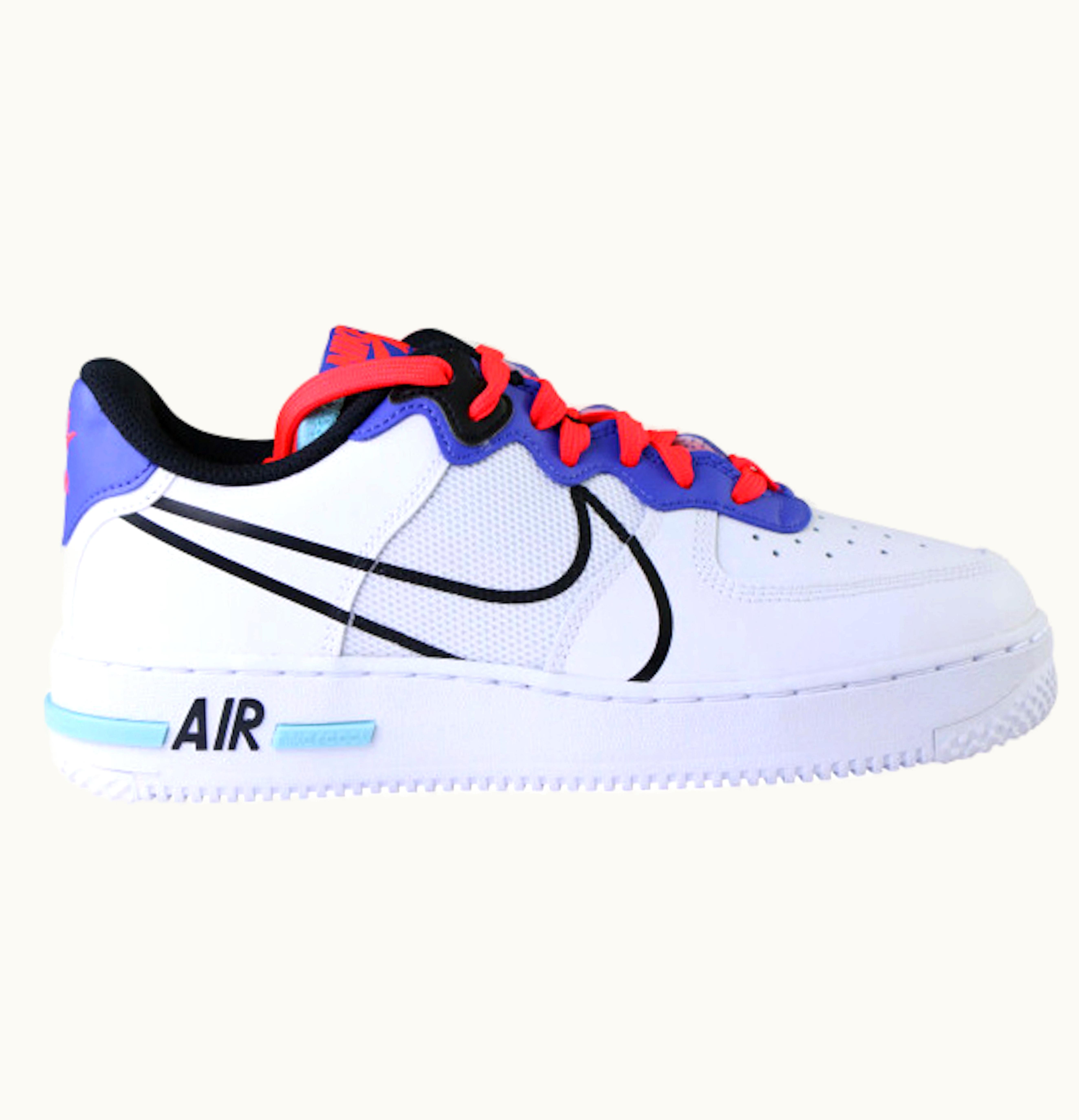 Nike Nike Air Force 1 React White Astronomy Blue Laser Crimson Gs