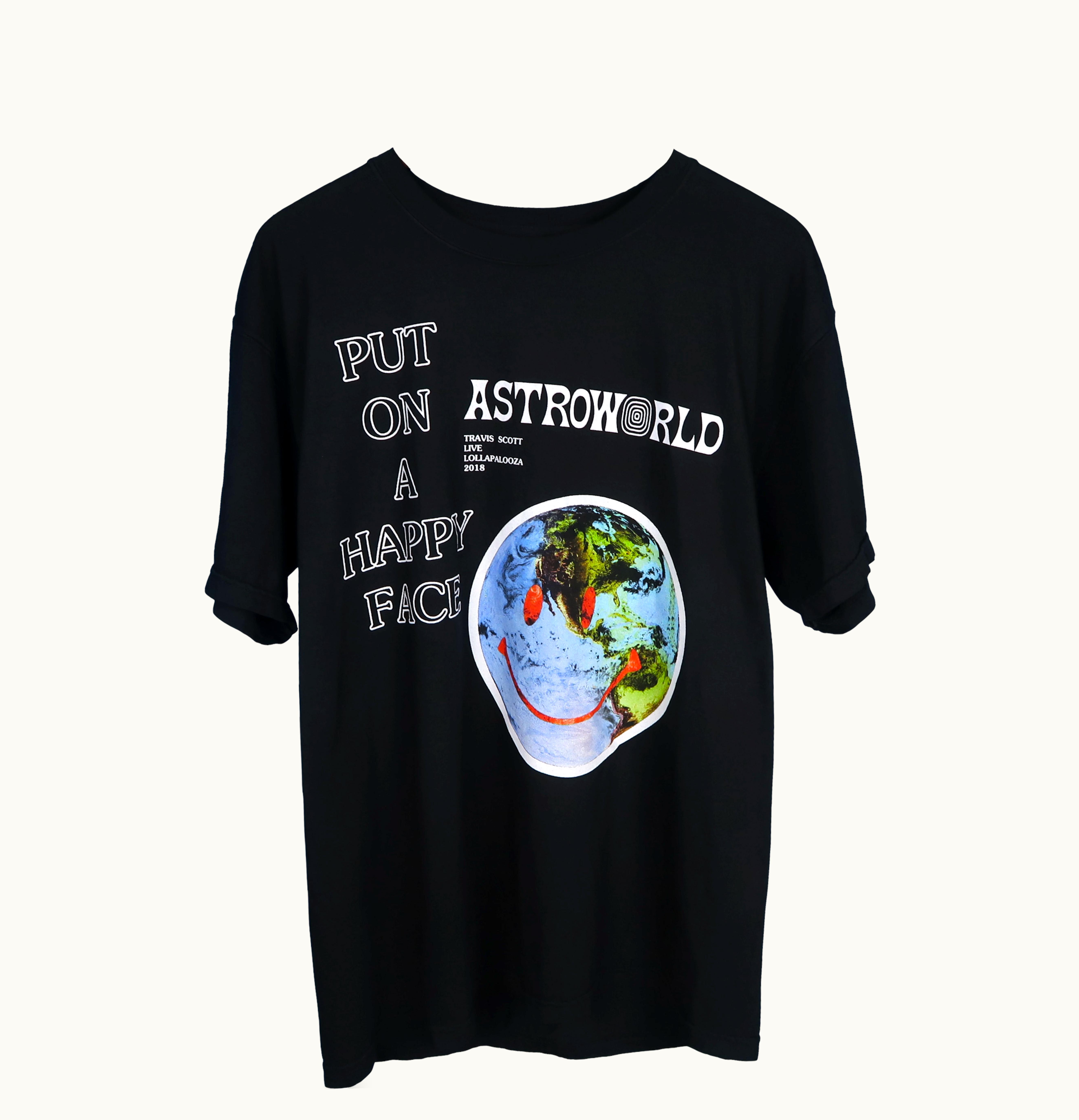 Travis Scott Travis Scott Astroworld Lollapalooza Smiley World Tee Black