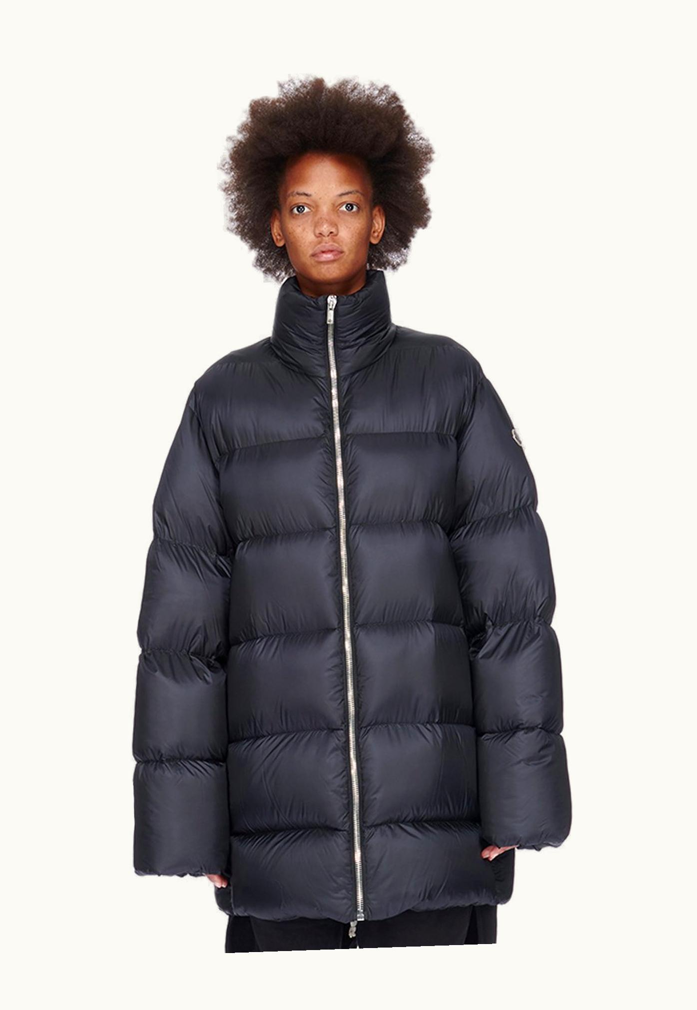 Rick Owens Moncler + Rick Owens FW23 Cyclopic Coat In Black Lightweight Duvet