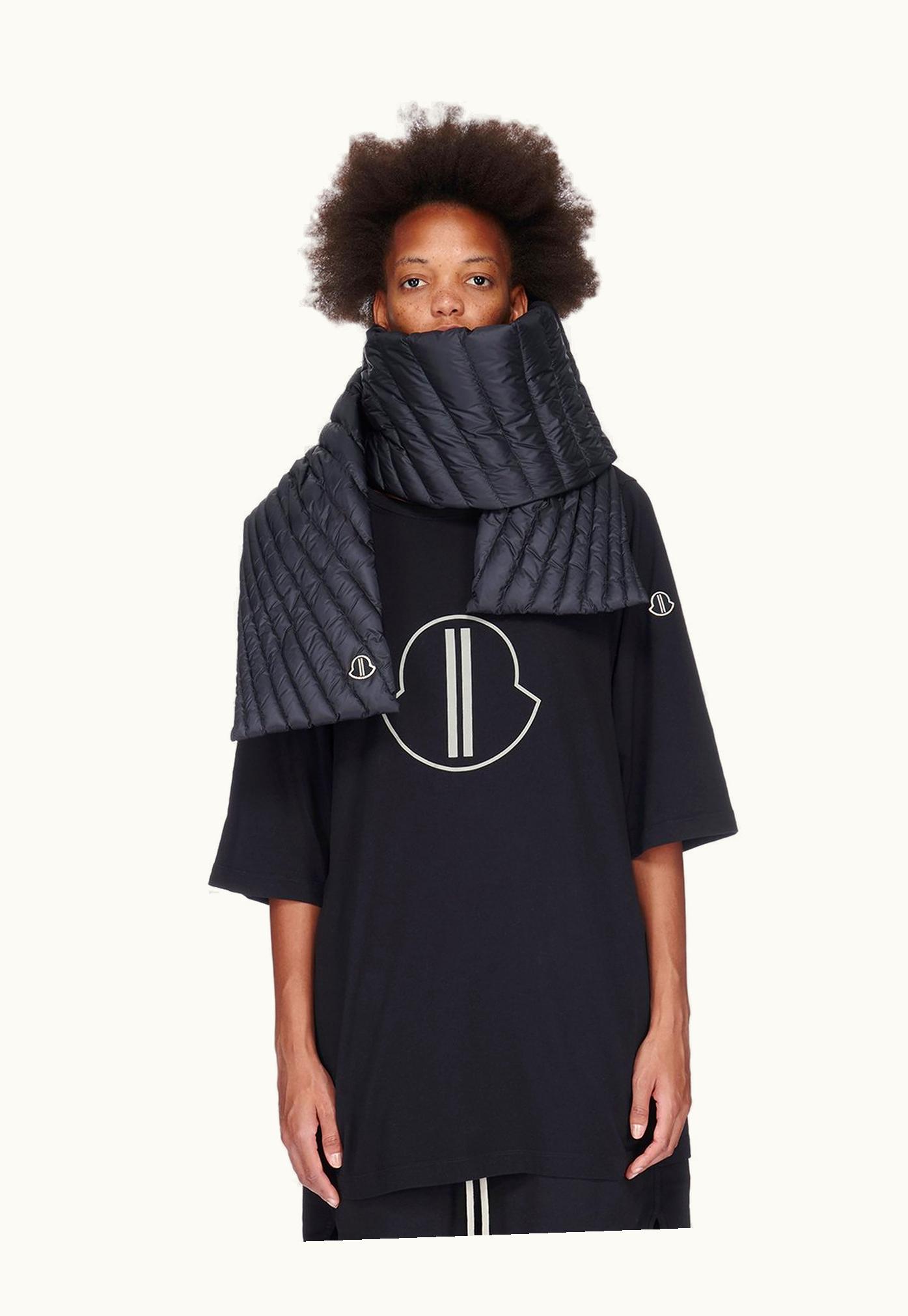 Rick Owens Moncler + Rick Owens FW23 Radiance Scarf In Black Lightweight Duvet