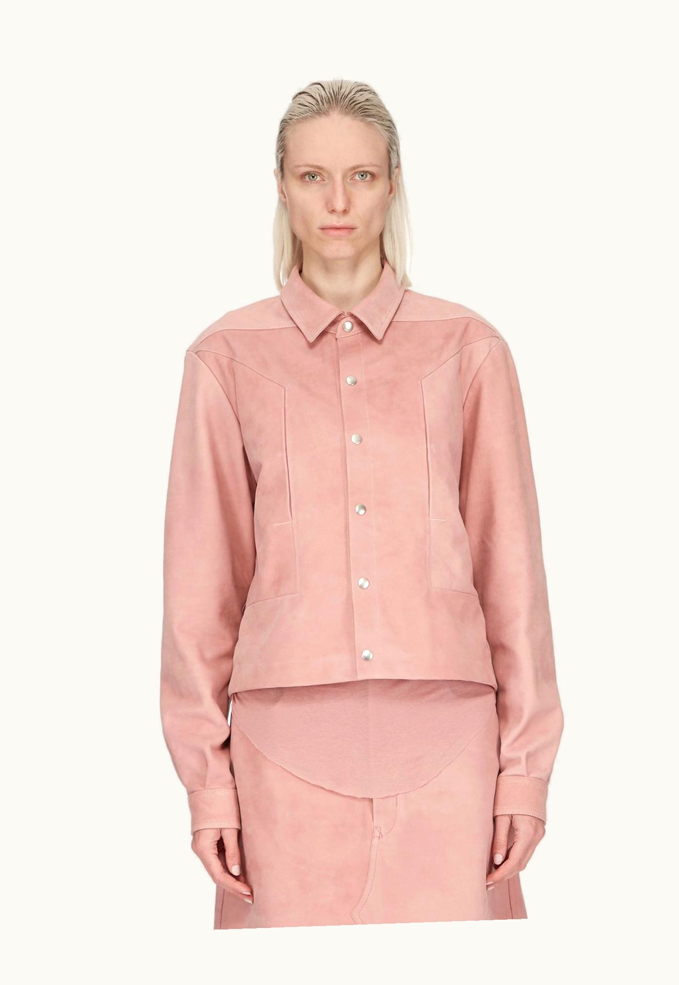 Rick Owens Rick Owens SS24 Lido Alice Strobe Shirt In Dusty Pink Grainy Nubuck