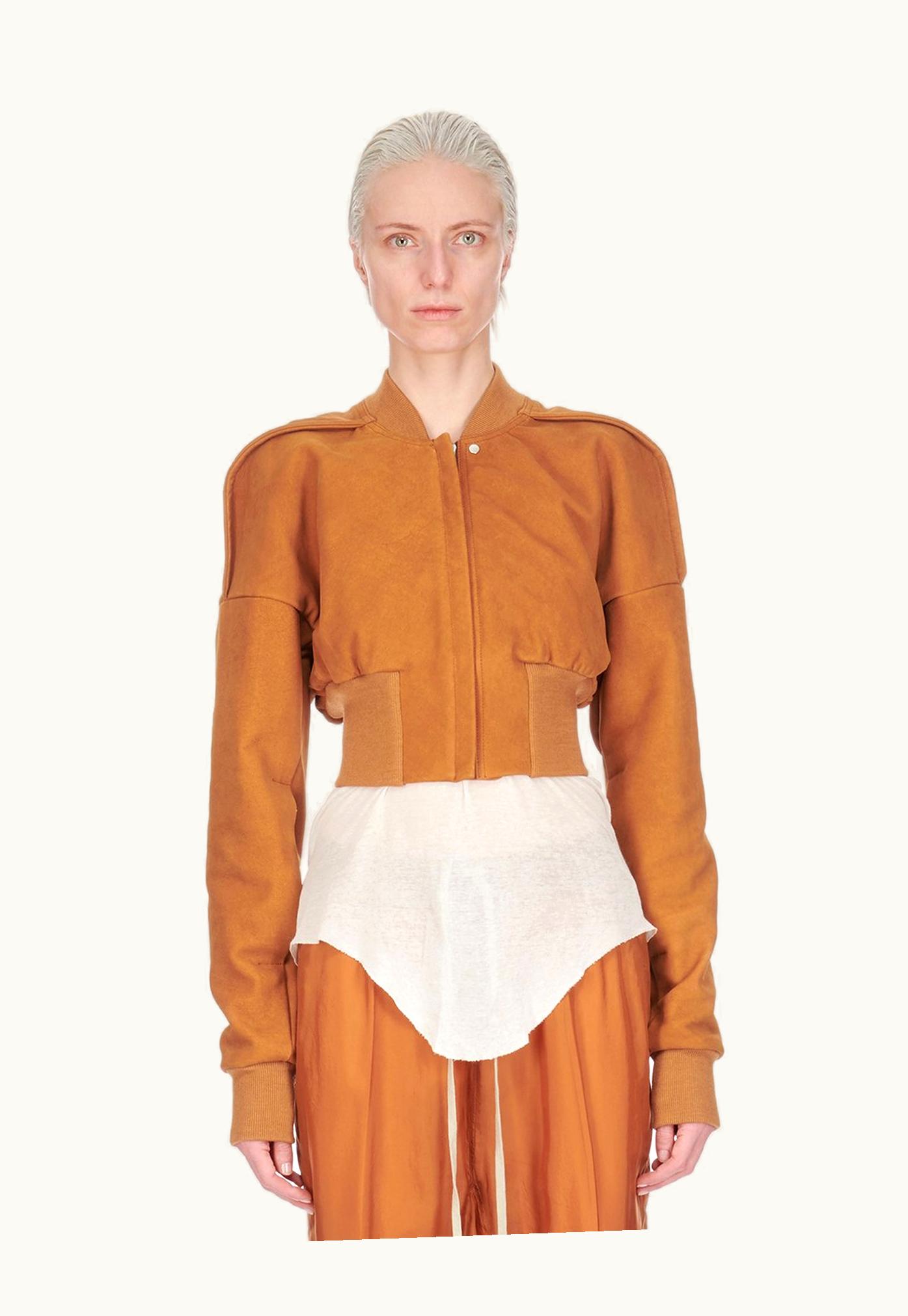 Rick Owens Rick Owens SS24 Lido Flight Jkt Cropped In Clay Grainy Nubuck