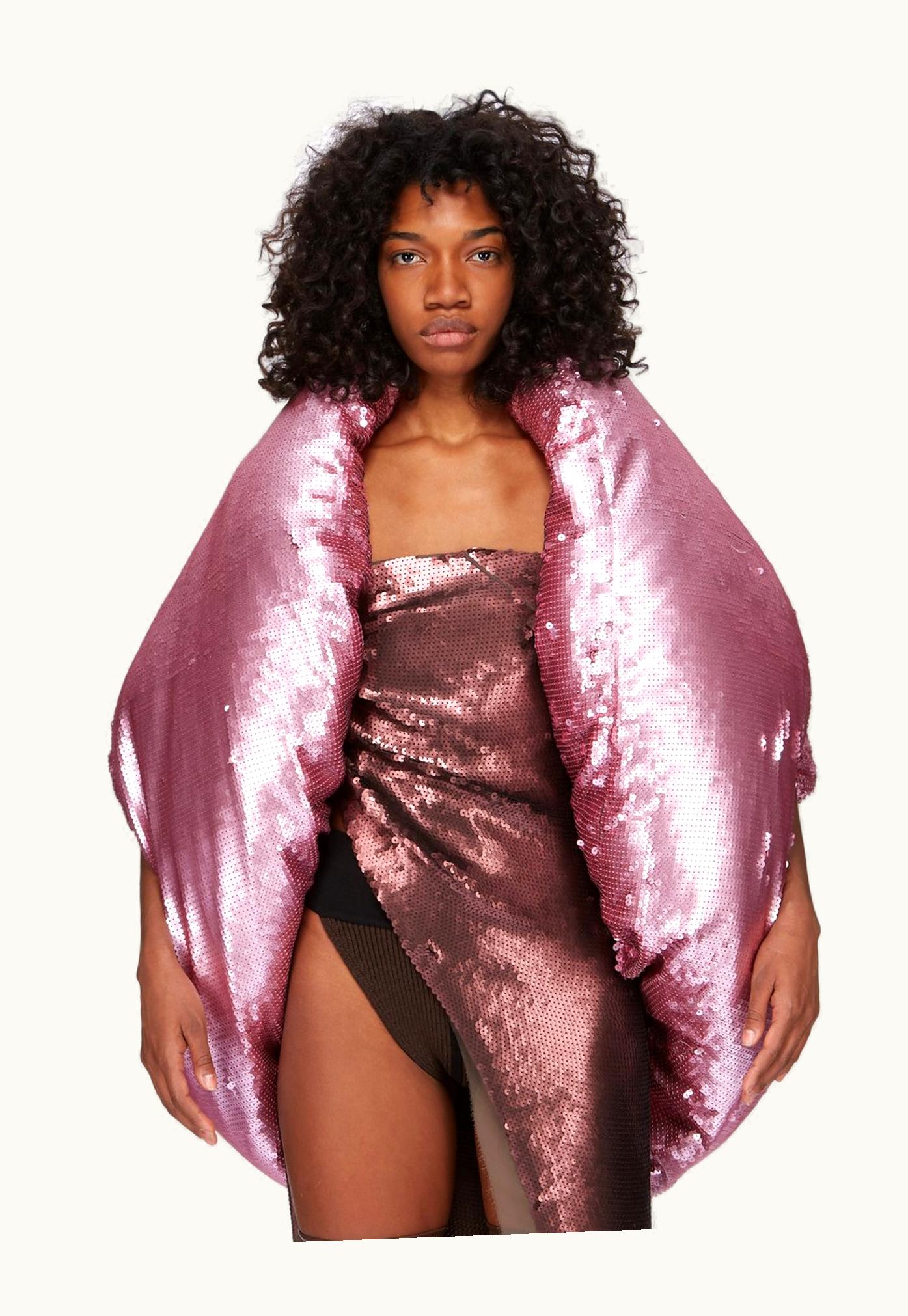 Rick Owens Rick Owens FW23 Luxor Runway Donut In Mauve And Pink Sequin Embroidered Recycled Nylon