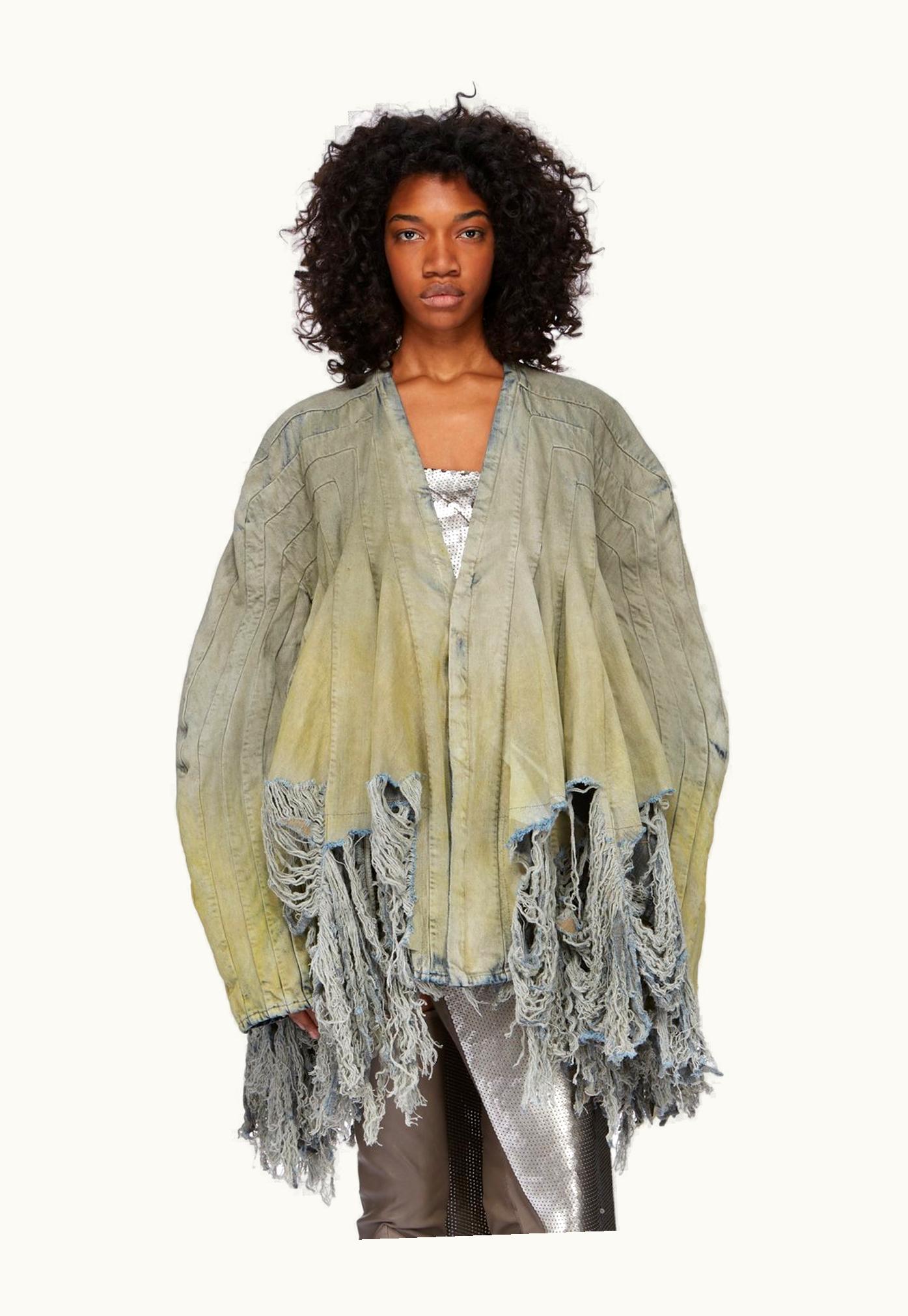 Rick Owens Rick Owens FW23 Luxor Runway Micro Cyanea Jkt In 13oz Acid Degrade Denim