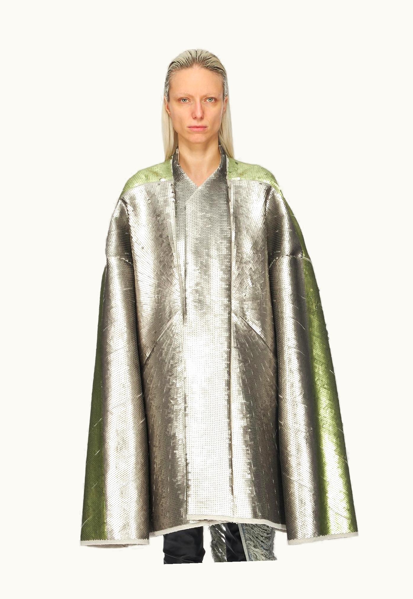 Rick Owens Rick Owens FW23 Luxor Runway Sequinned Beach Jkt In Pearl And Acid Radiance Sequin Embroidered Boiled Wool