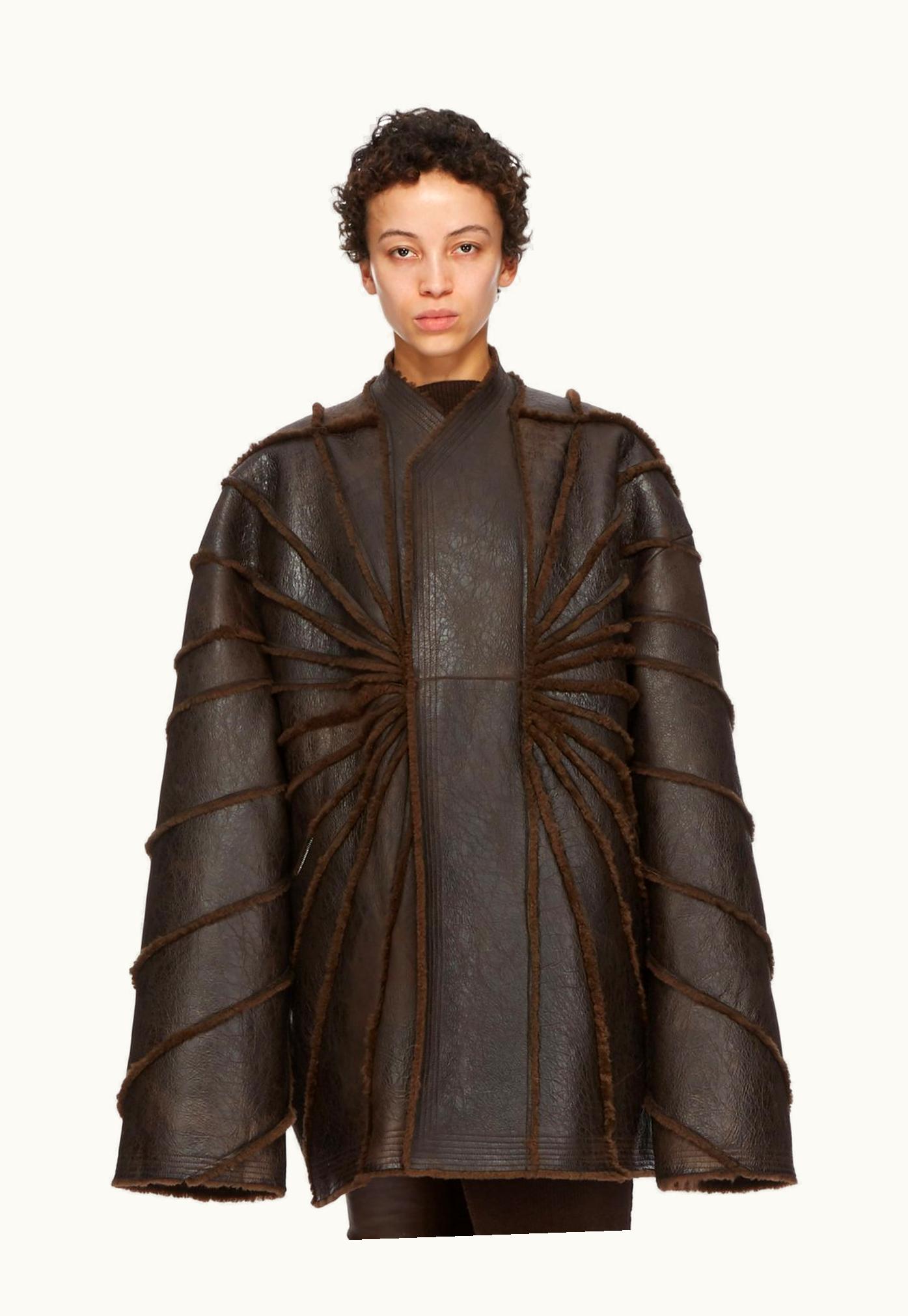Rick Owens Rick Owens FW23 Luxor Runway Beach Jkt In Brown Butter Lamb Shearling Radiance
