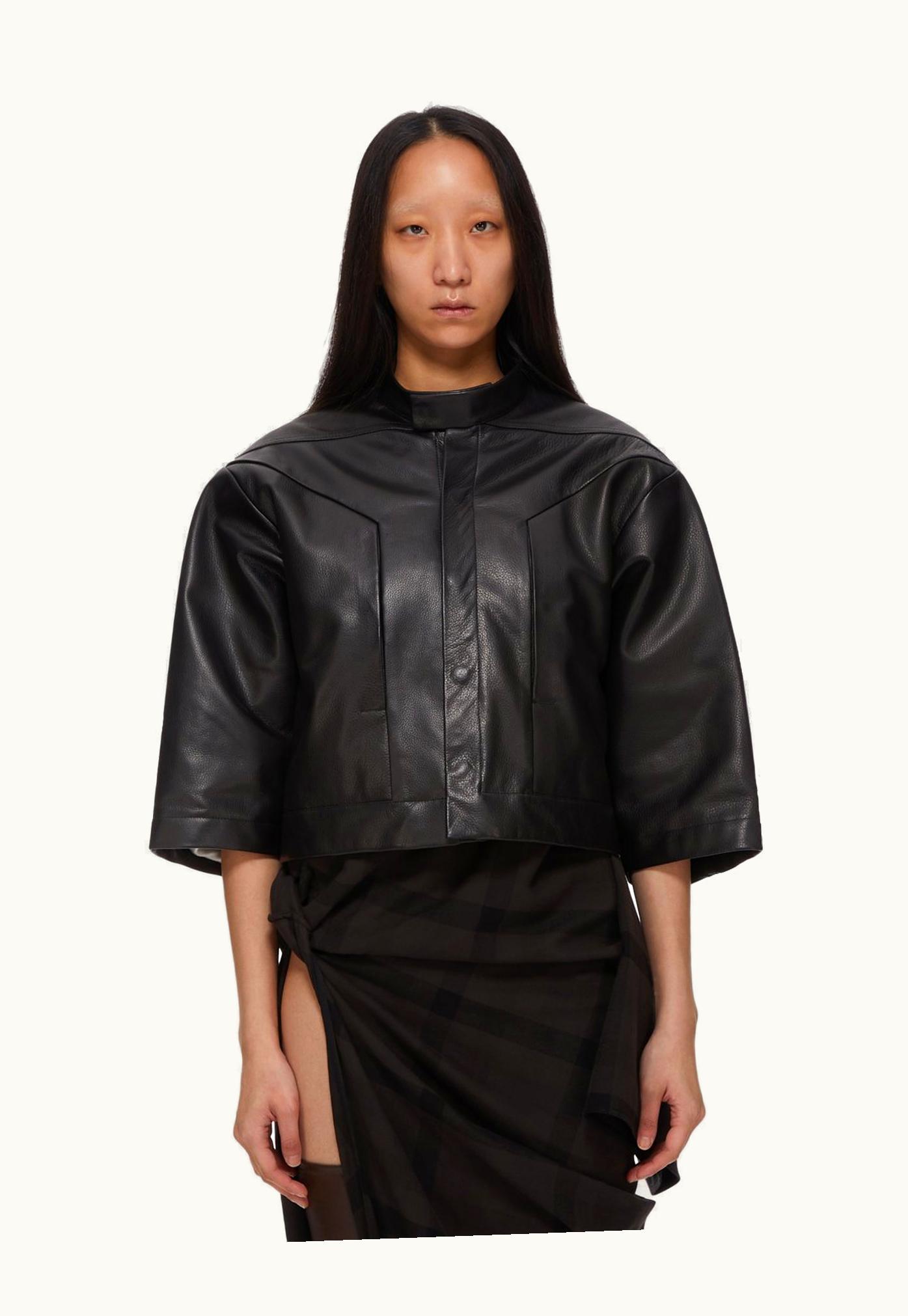 Rick Owens Rick Owens FW23 Luxor Edfu Magnum Cropped In Black Soft Grain Cow Leather