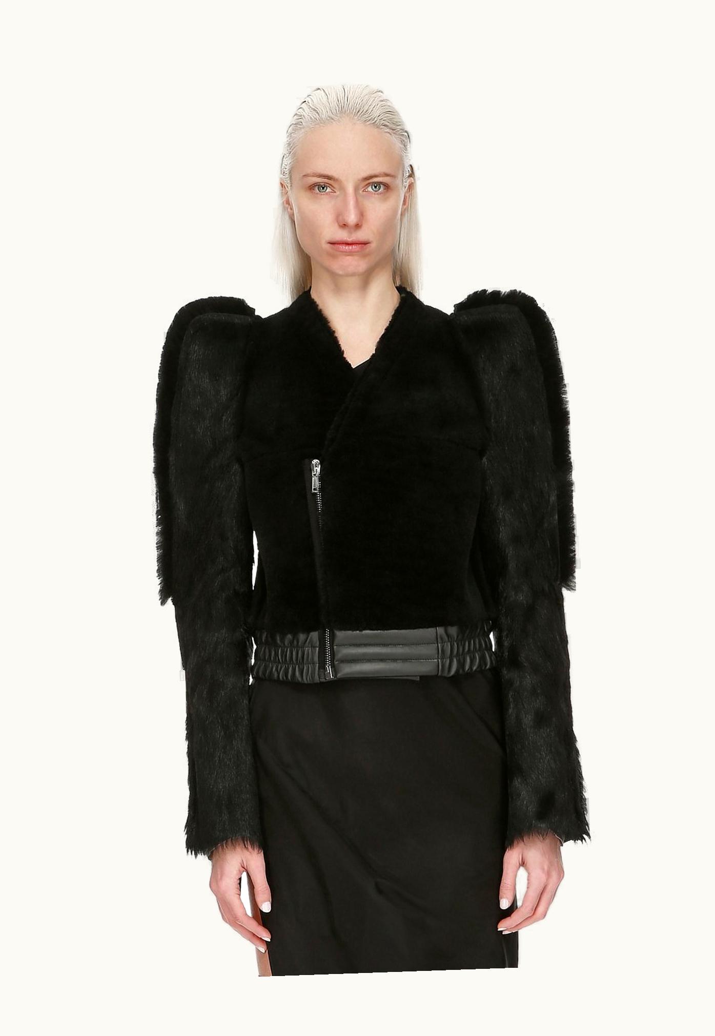 Rick Owens Rick Owens FW23 Luxor Metro Flanged Bomber In Black Butter Lamb Shearling, Long Hair Pony And Goat Fur