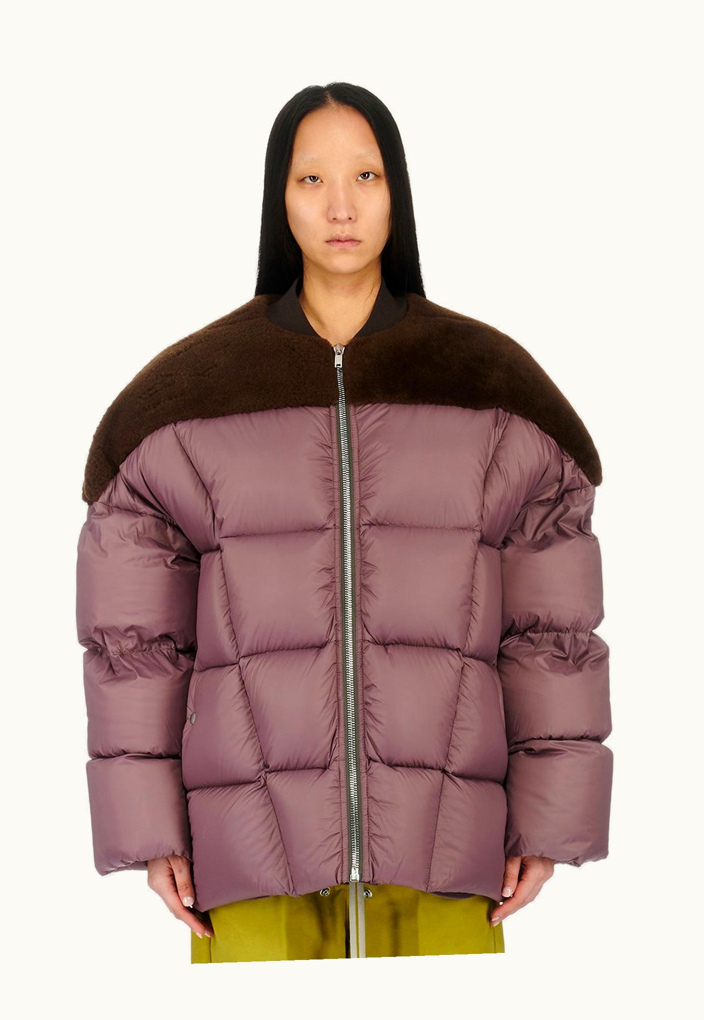 Rick Owens Rick Owens Luxor Flight Jacket FW23 Butter Lamb Shearling & Recycled Nylon in Brown/Amethyst