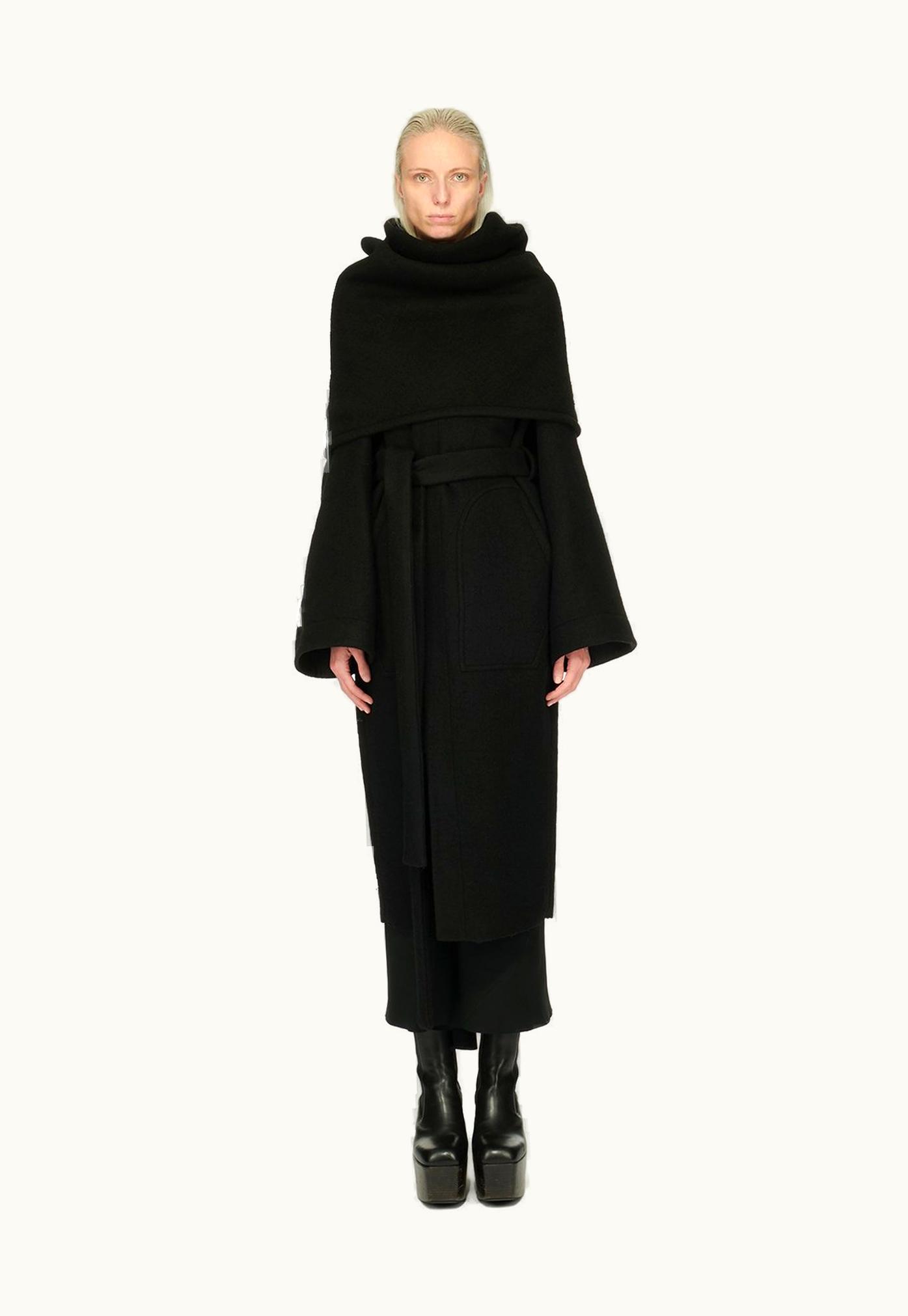 Rick Owens Rick Owens FW23 Luxor Dagger Robe In Black Boiled Wool