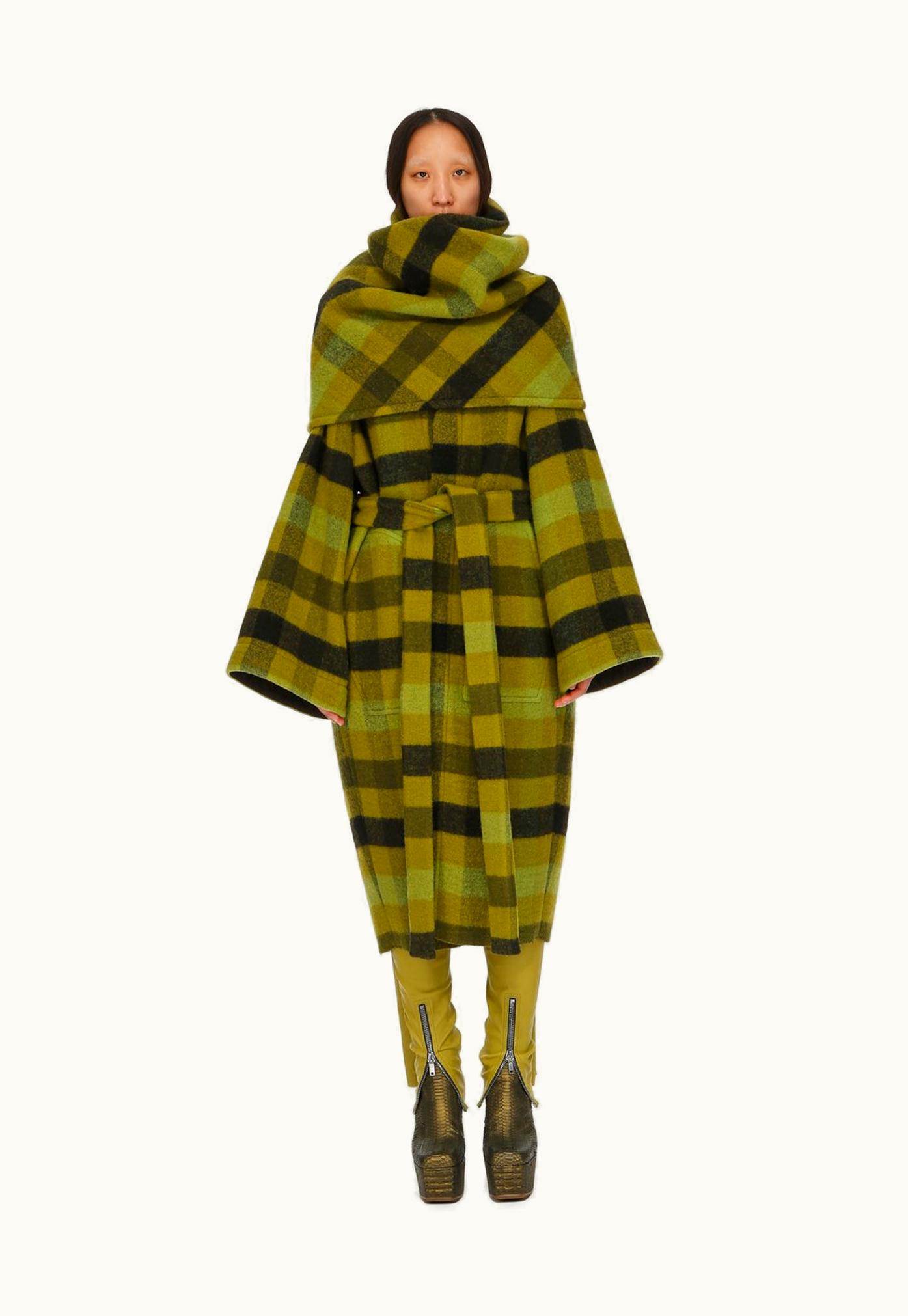 Rick Owens Rick Owens FW23 Luxor Dagger Robe In Boiled Wool Plaid