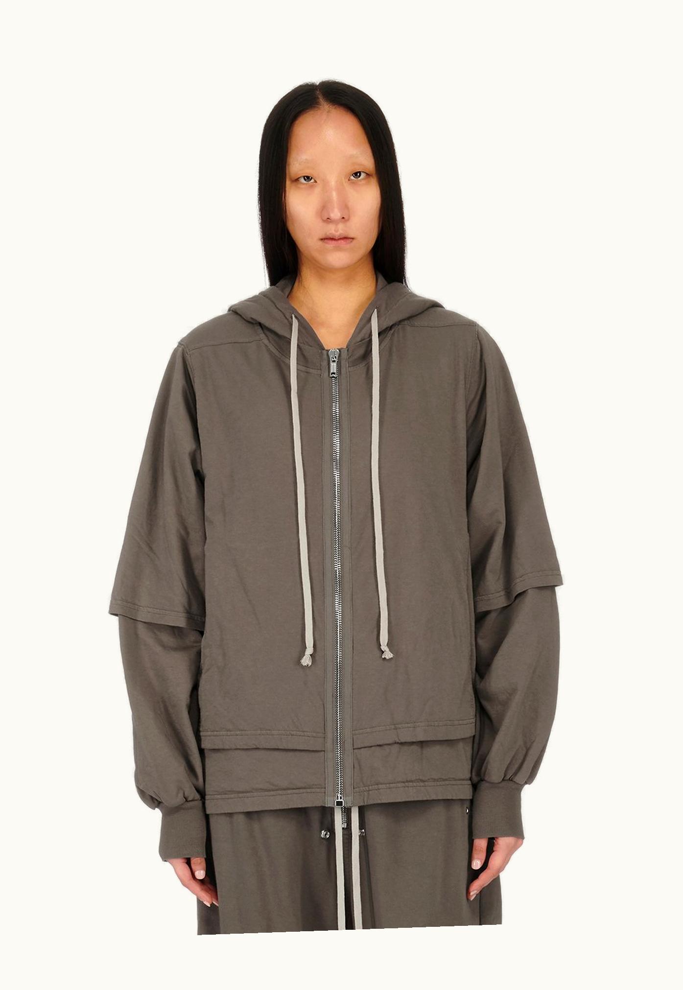 Rick Owens Rick Owens FW23 Luxor Zipped Hustler Hoodie In Dust Medium Weight Cotton Jersey