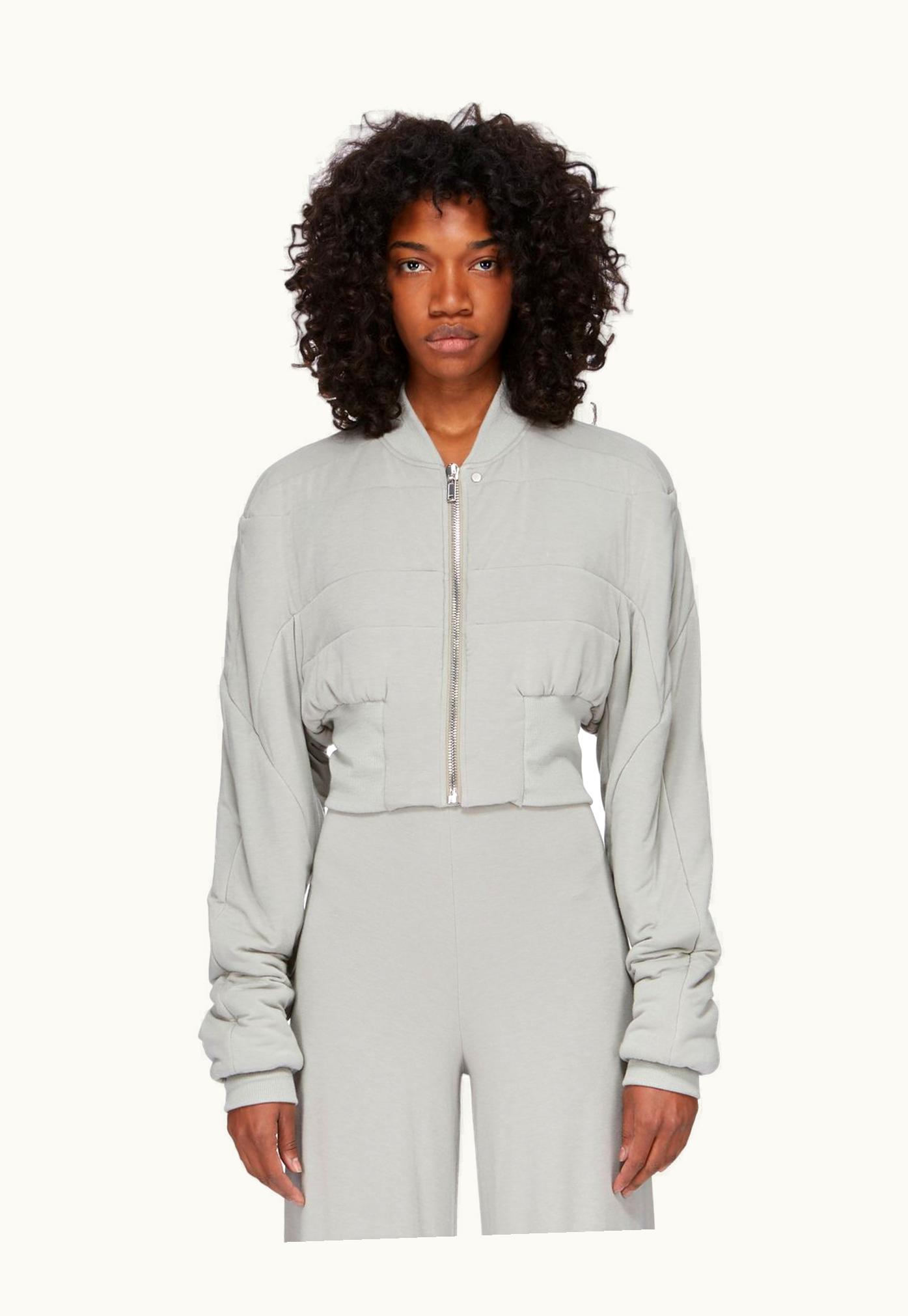 Rick Owens Rick Owens Lilies FW23 Luxor Collage Bomber In Pearl Modal Cashmere Jersey