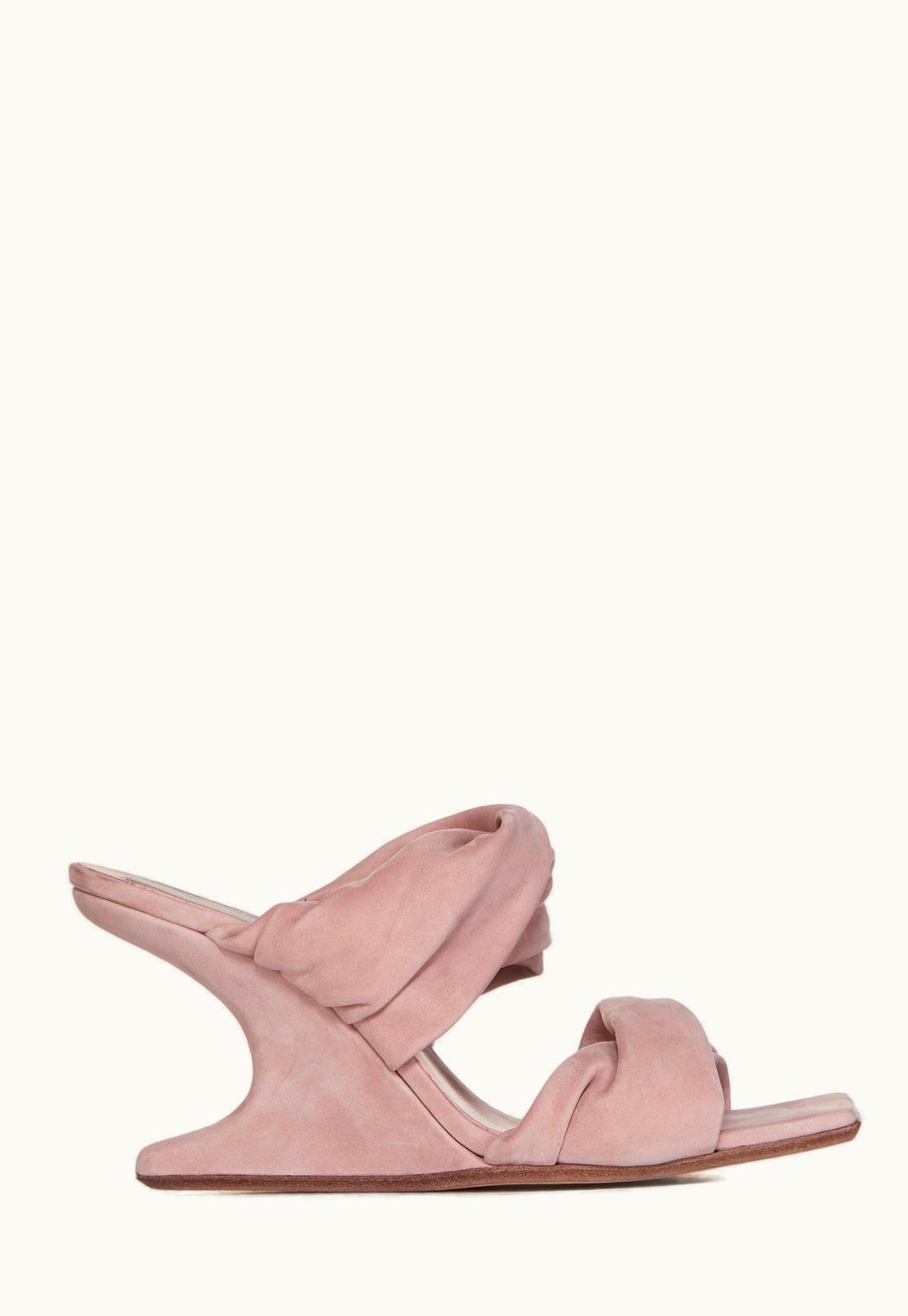Rick Owens Rick Owens SS24 Lido Cantilever 8 Twisted Sandal In Dusty Pink Grainy Nubuck